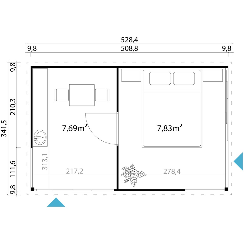 LASITA MAJA Gartenhaus »DOMEO 3 GLETSCHERGRÜN/ANTHRAZIT«, (Set)