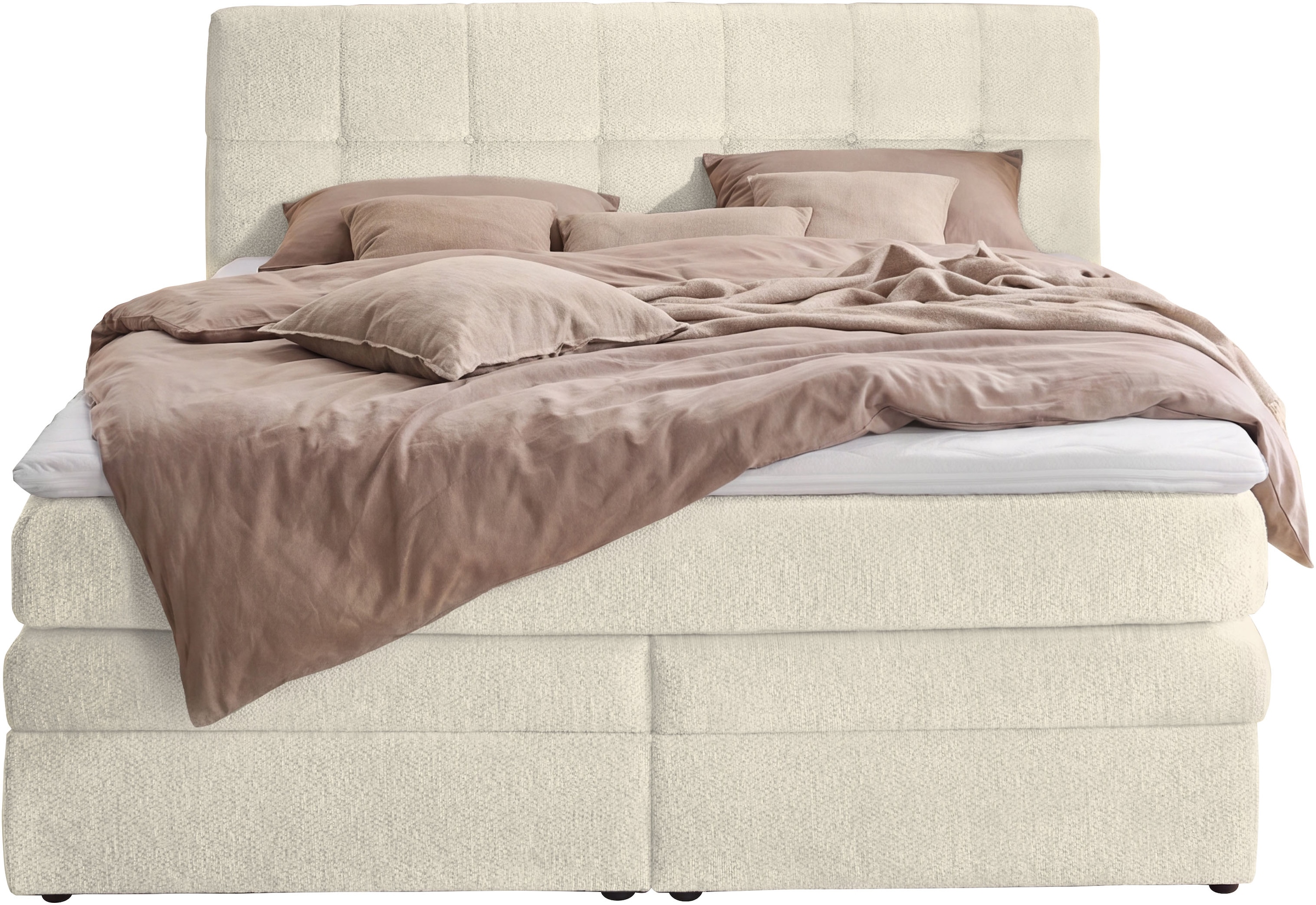 Jockenhöfer Gruppe Boxspringbett »AMY in Chenille, erhältlich in den Breiten 180cm & 200cm« mit Bettkasten und Topper