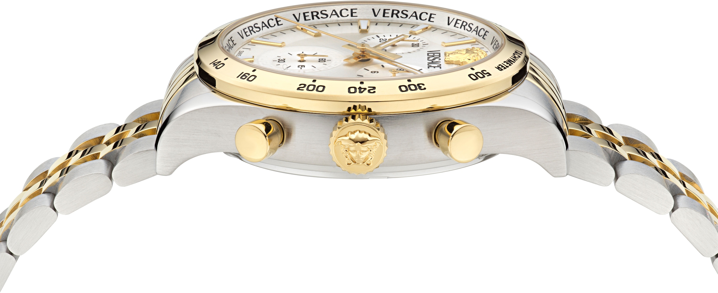 Versace Chronograph »HELLENYIUM CHRONO PETITE«, Quarzuhr, Armbanduhr, Herrenuhr,Swiss Made,Edelstahlband,Stoppfunktion