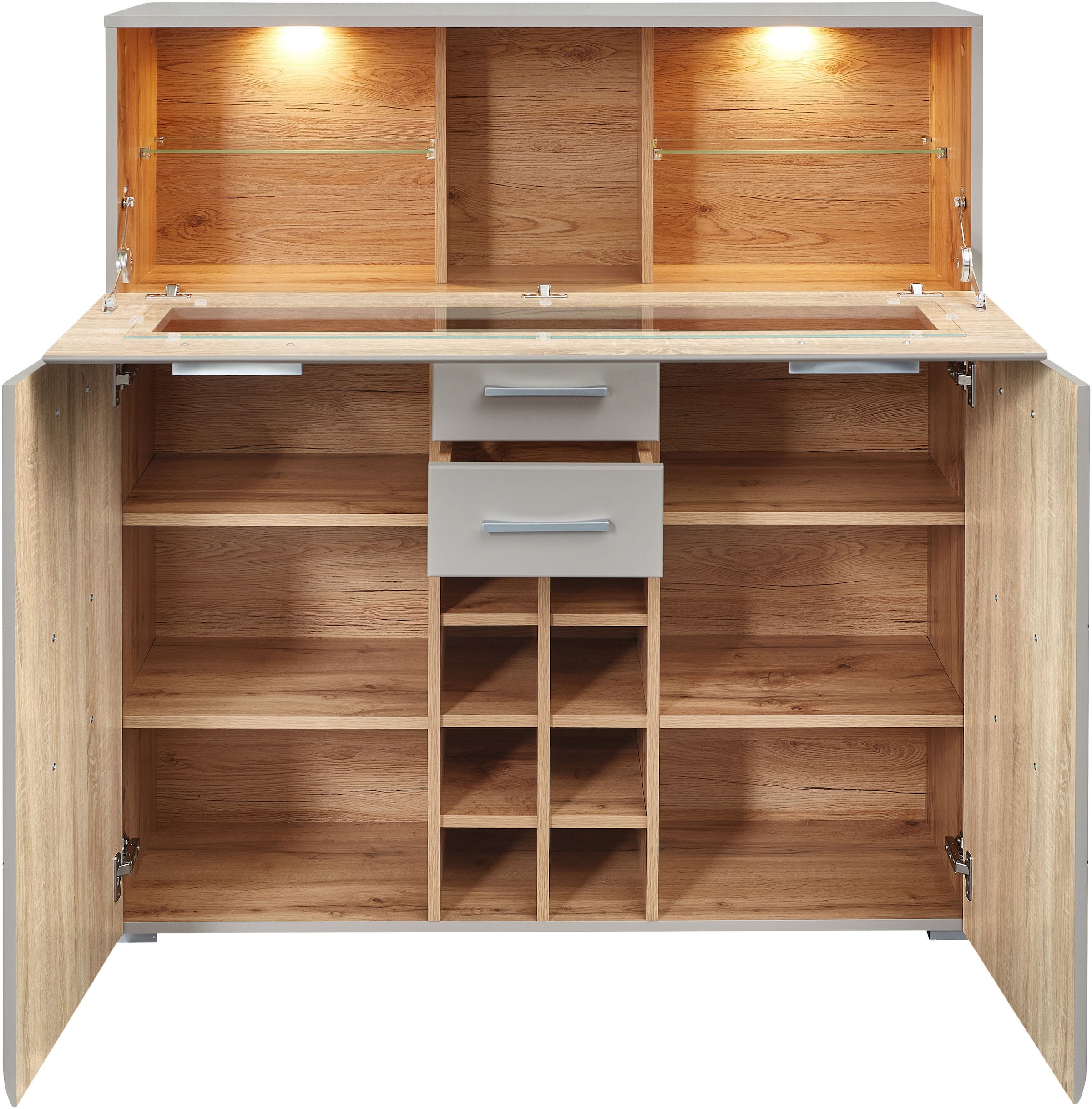 Innostyle Barschrank »FUN PLUS II«, 2 Holztüren, 19 Fächer, 1 Klappe, Softclose, ABS Kantenschutz