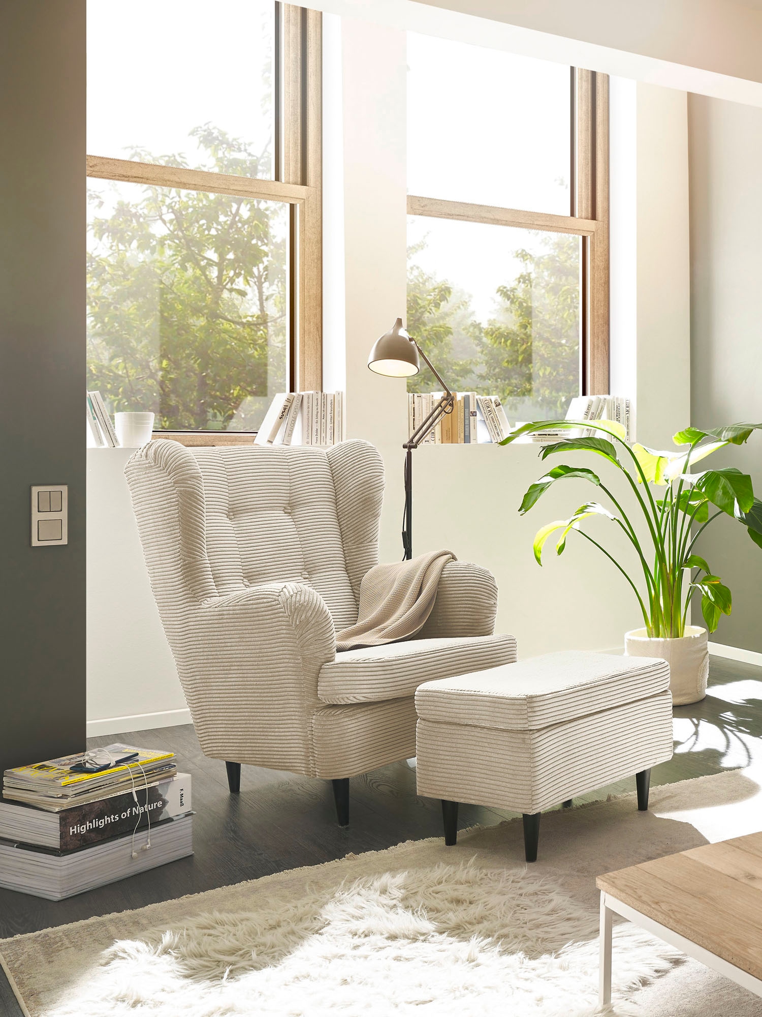 ED EXCITING DESIGN Hocker »Oskar«, mit Massivholzfüßen