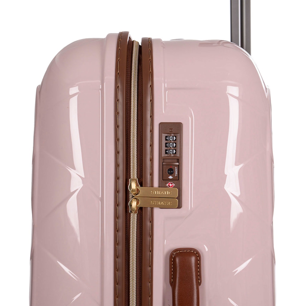 Stratic Hartschalen-Trolley »Leather&More L, rose«, 4 Rollen, Reisekoffer großer Koffer Aufgabegepäck TSA-Zahlenschloss