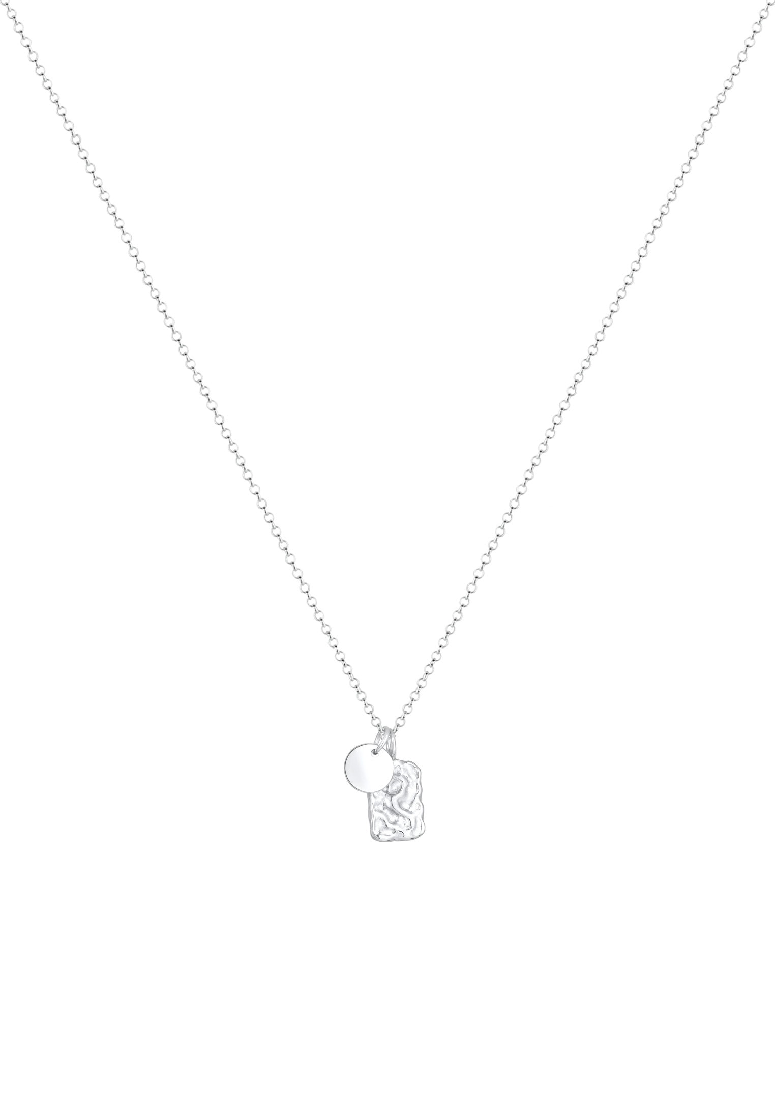 Elli Kette mit Anhänger »Halskette Plättchen Rechteck Organic Look 925 Silber«
