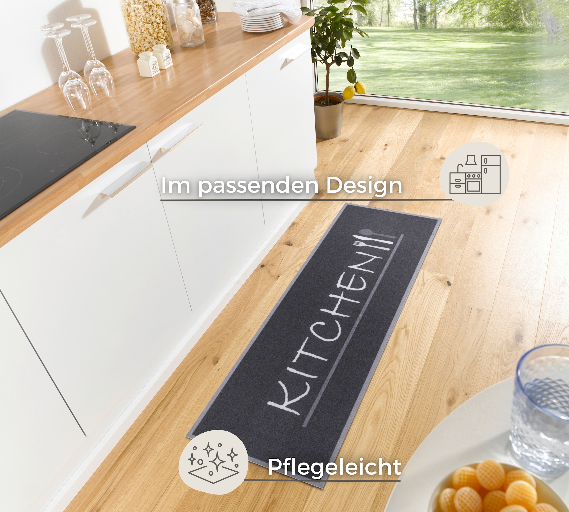 HANSE Home Küchenläufer »Kitchen Cutlery«, rechteckig, 3 mm Höhe, Läufer, Rutschfest, Küchenteppich, Küche, Teppich, Pflegeleicht