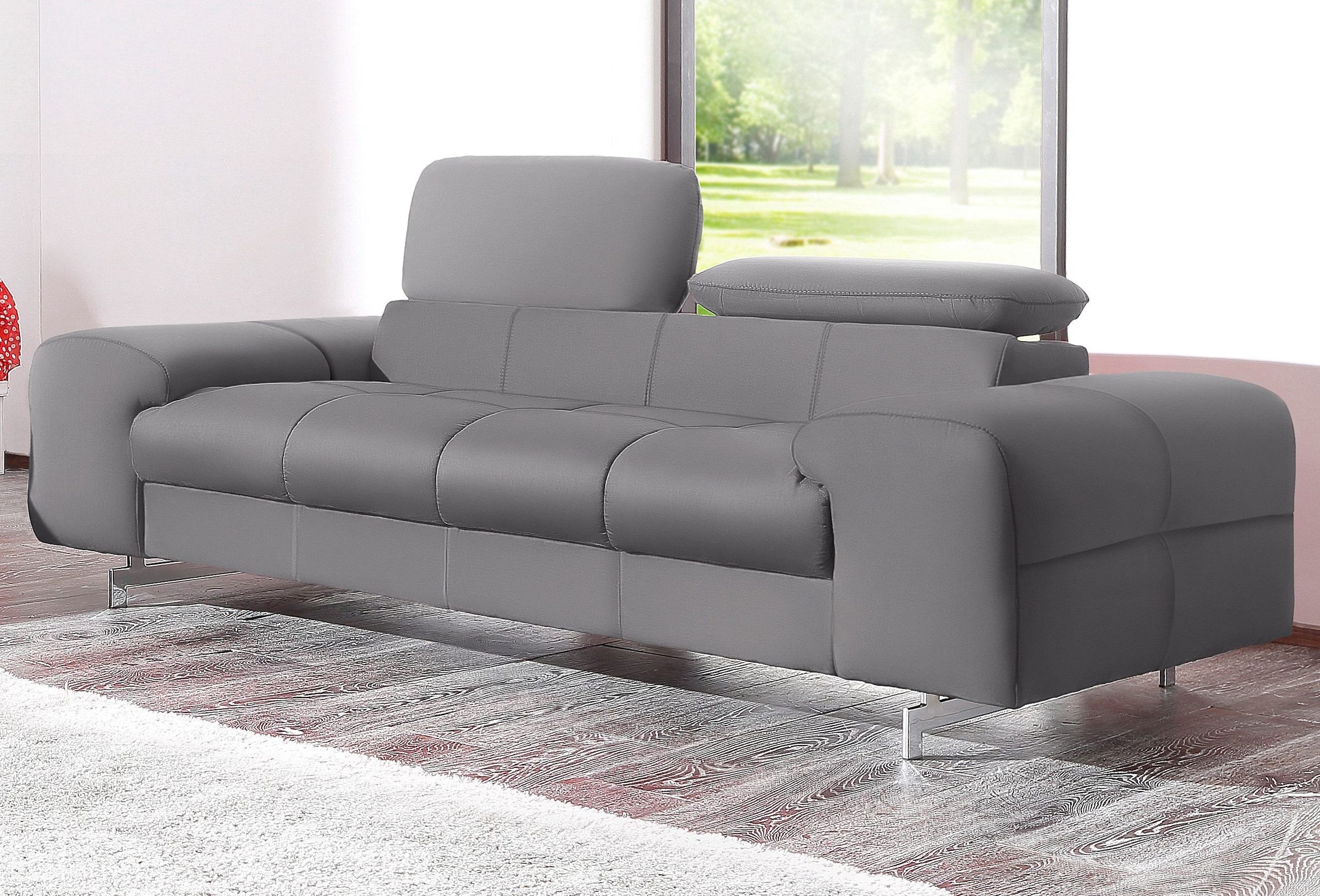 COTTA 3-Sitzer »Chef«, Big-Sofa mit Kopfteilverstellung, edle Metallkufen