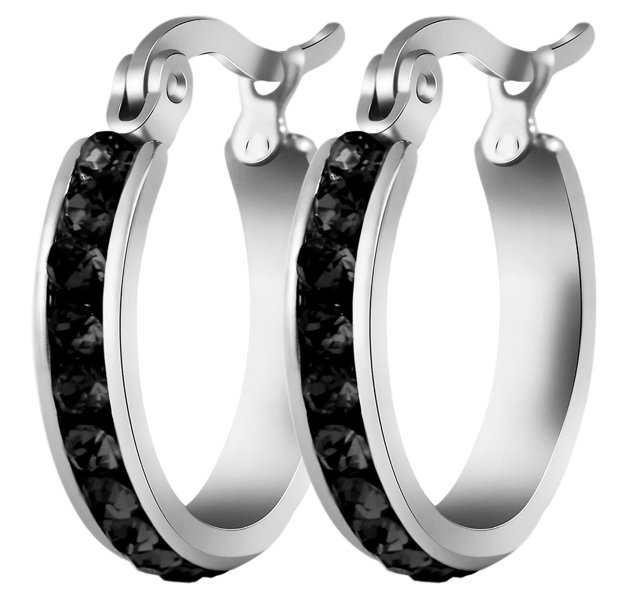 Adelia´s Paar Creolen »Damen Ohrringe ¿ Creole aus Edelstahl mit Strass Steinchen«