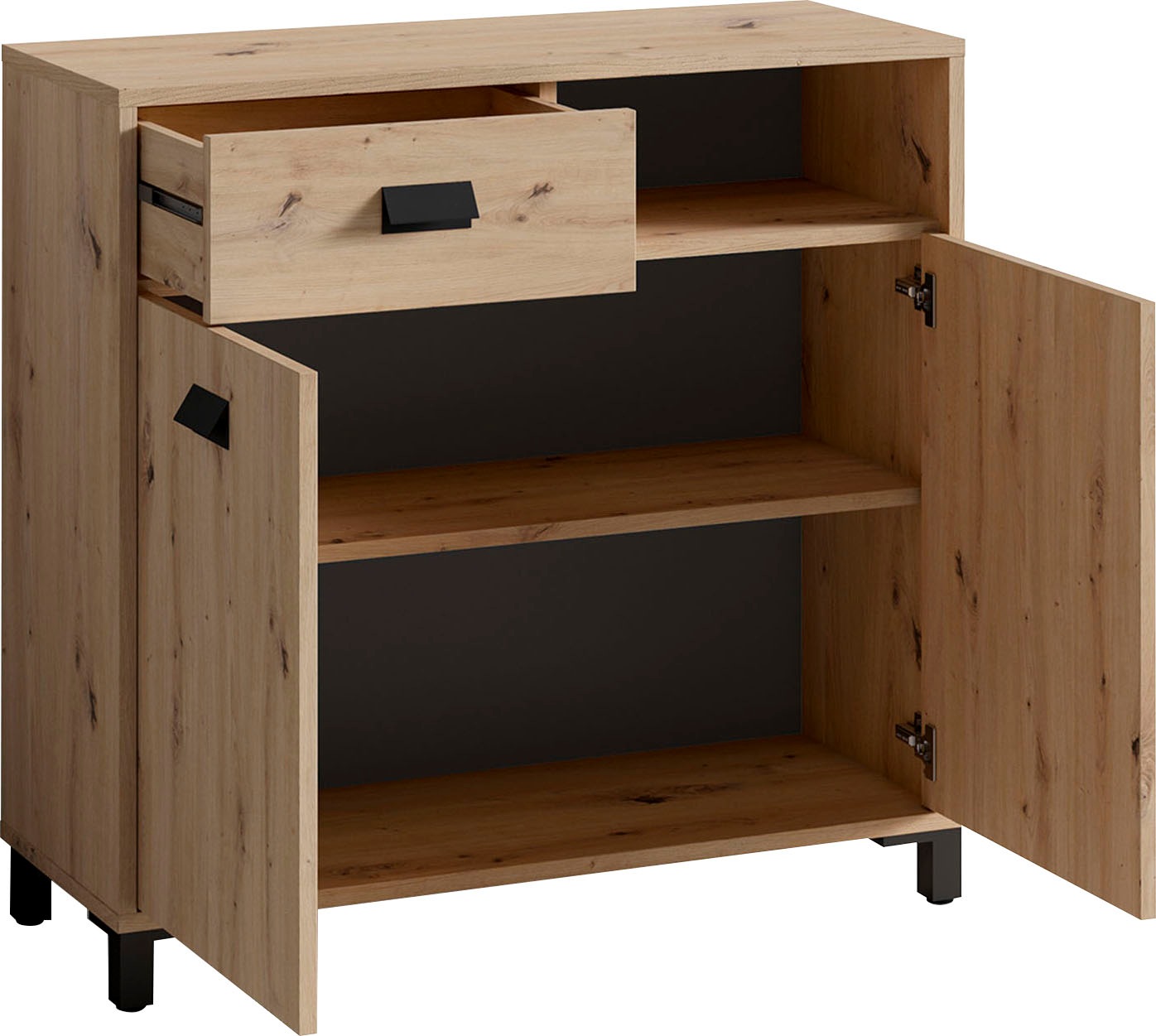 byLIVING Badkommode »Wellness«, 80cm Badezimmer Kommode mit Metallgriffen und viel Stauraum
