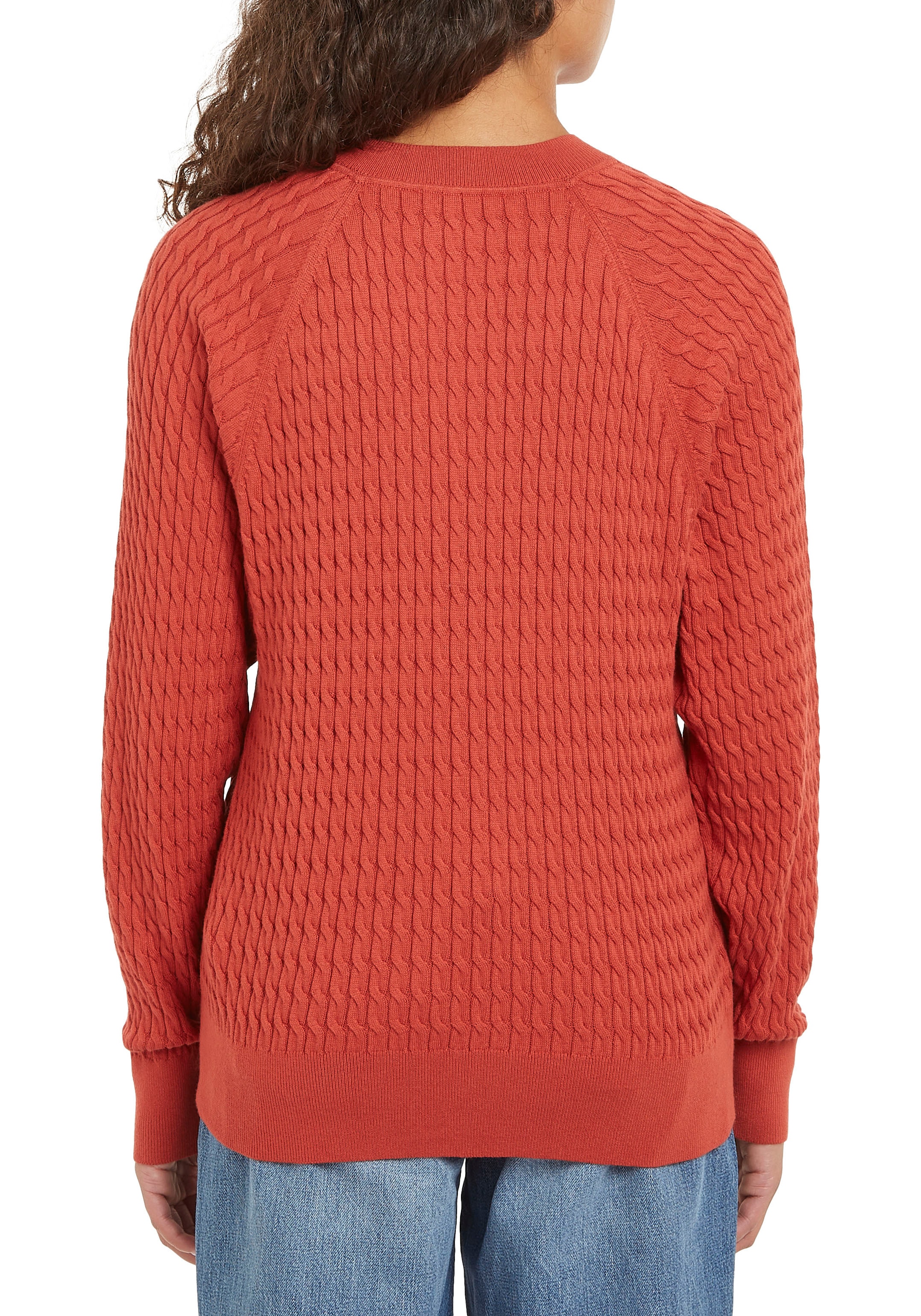 Tommy Hilfiger Rundhalspullover »CO CABLE C-NK SWEATER«, mit Zopfmuster