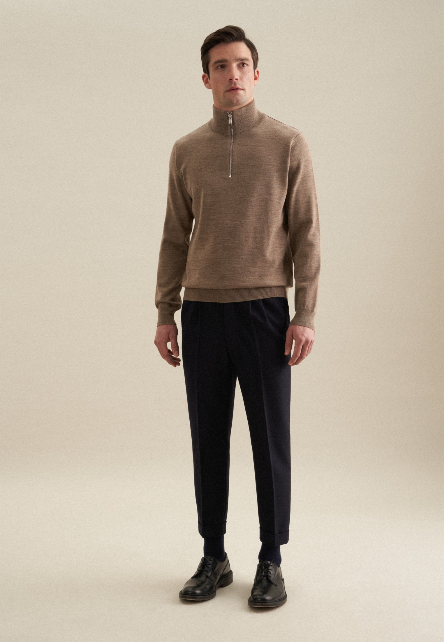 seidensticker Strickpullover »Schwarze Rose«, Quarter Zip Uni