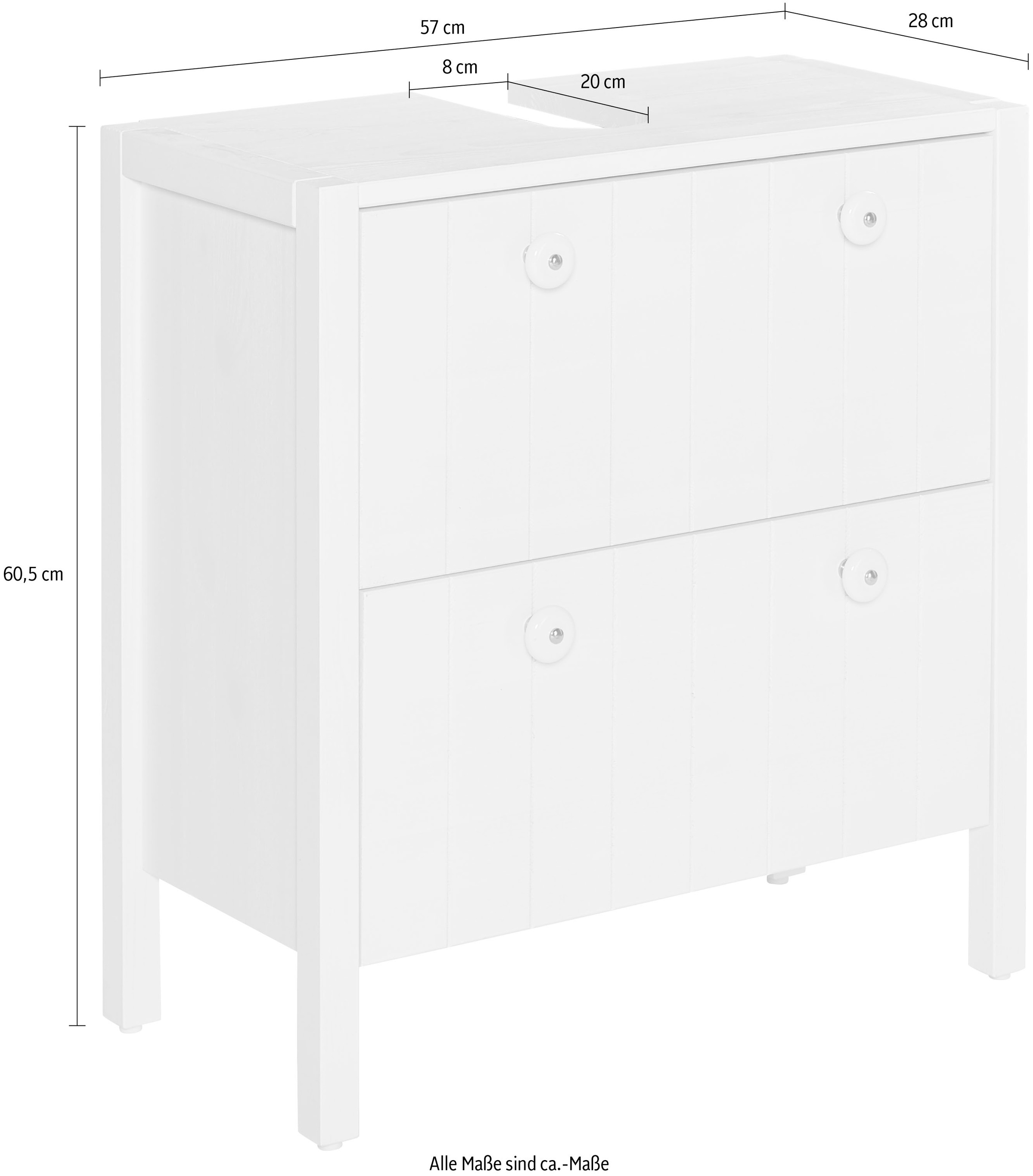 Home affaire Waschbeckenunterschrank »Tina«, Badmöbel, Schrank, Breite 60 cm, Massivholz