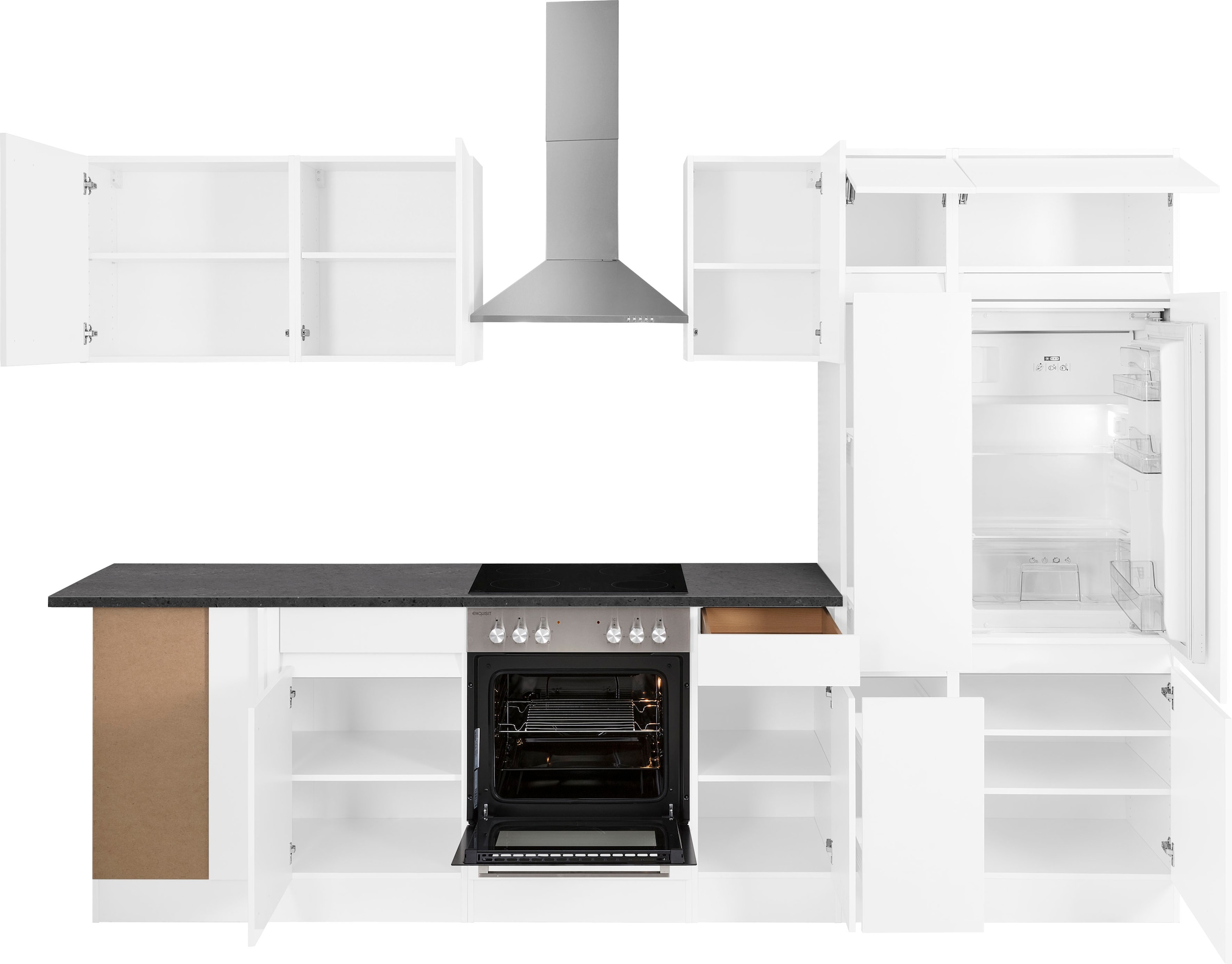 OPTIFIT Winkelküche »Roth« Stellmaße 300x175 cm, wahlweise mit E-Geräten, mit Apothekerschrank