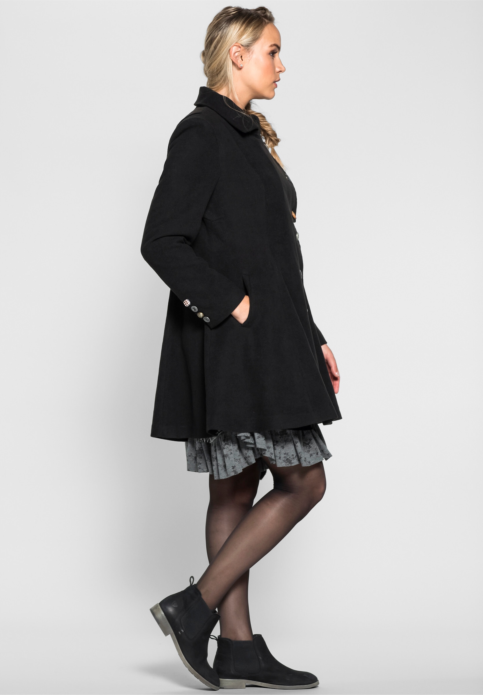 sheego by Joe Browns Langjacke »Kurzmantel Kurzmantel in asymmetrischem Schnitt« ohne Kapuze
