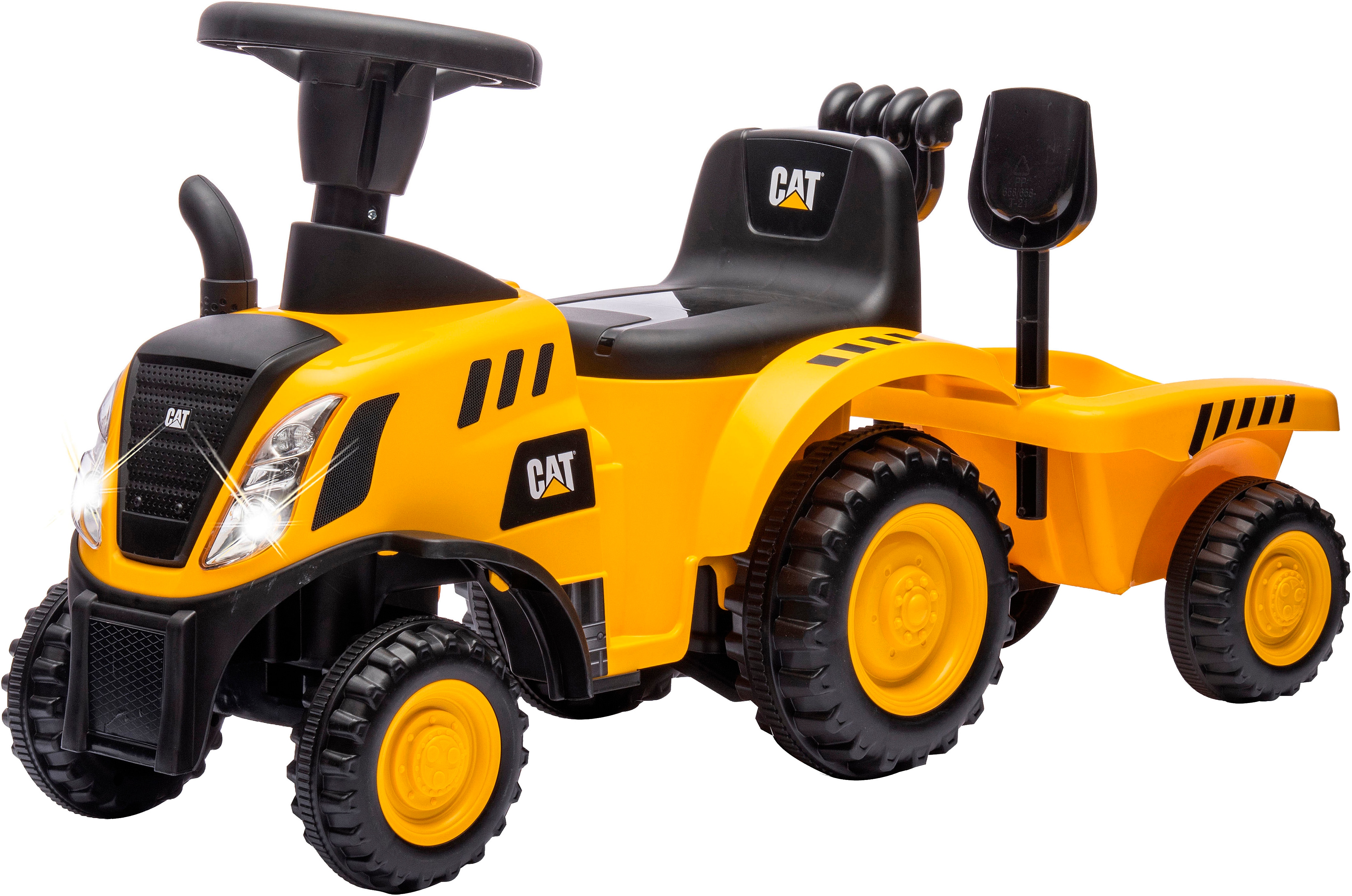 Jamara Rutscher »Caterpillar Traktor mit Anhänger 2in1, gelb« mit Licht- und Soundeffekten sowie Hupe