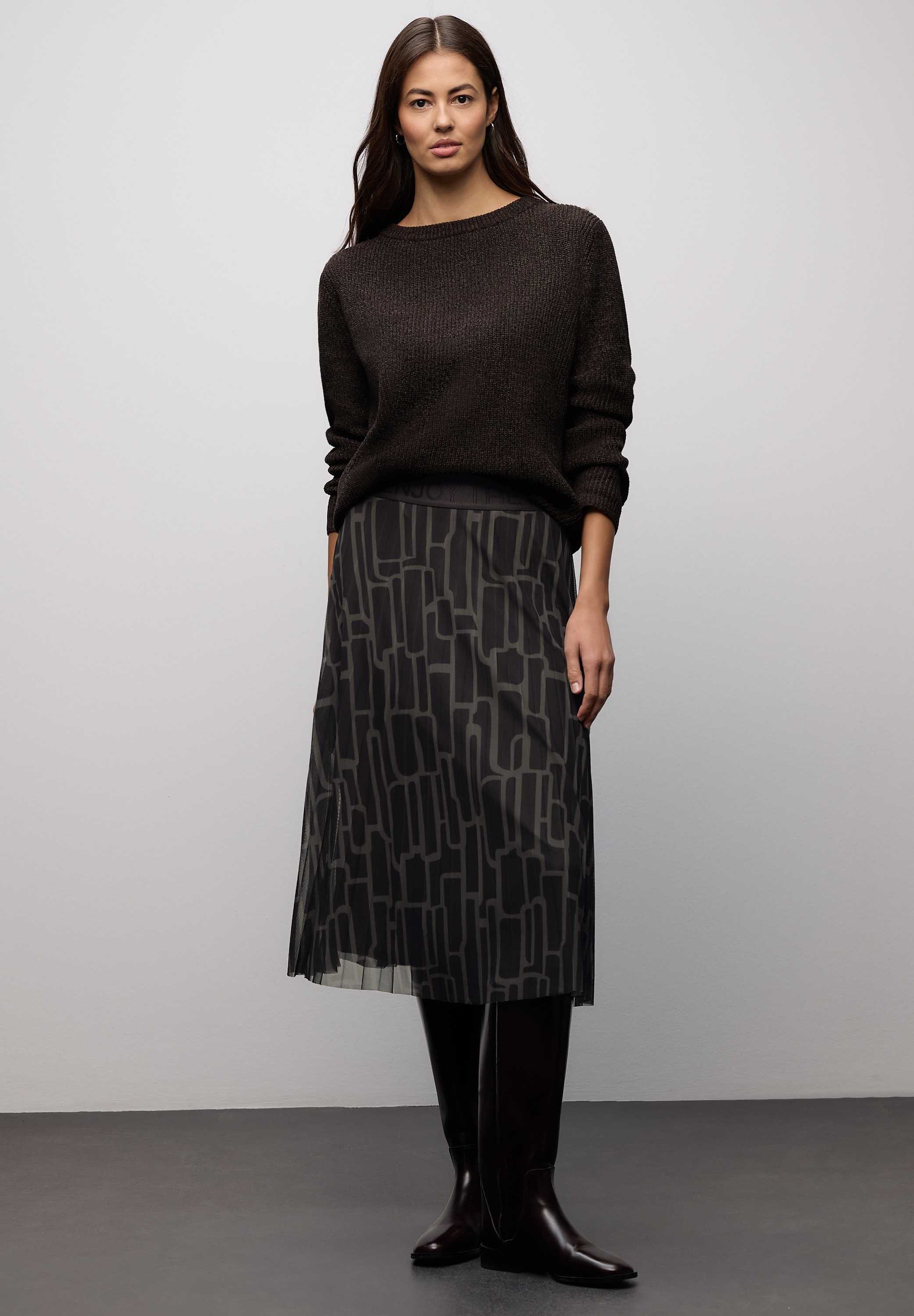 STREET ONE Meshrock Mesh Plissée Rock mit Print