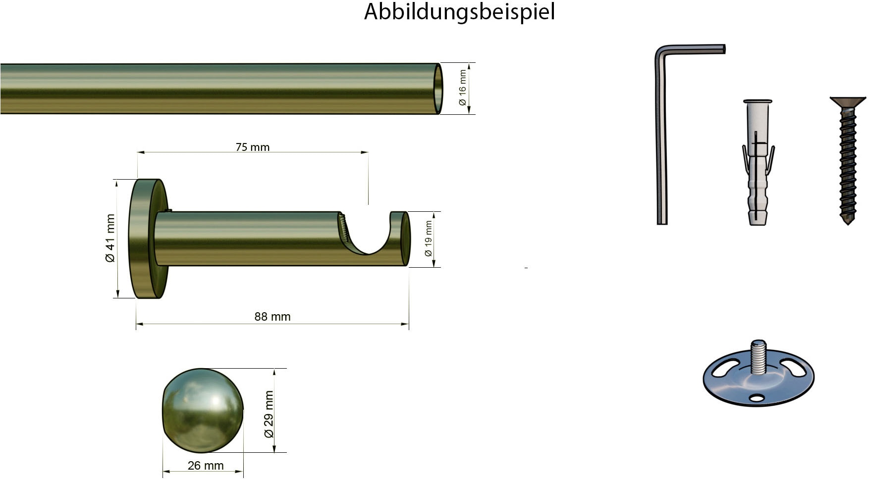 indeko Gardinenstange »Colombes« 1 läufig-läufig Wunschmaßlänge