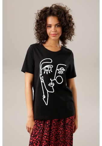 T-Shirt, mit kunstvollem Kopf aus Kordel und Stickerei