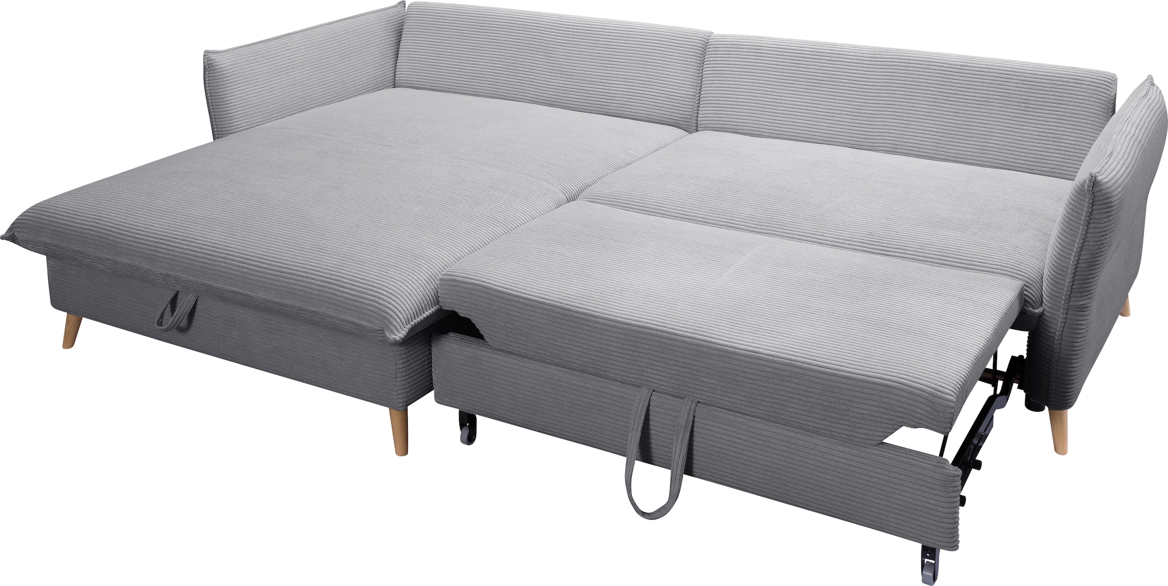 exxpo - sofa fashion Ecksofa »WALPY, elegant und modern, hoher Sitzkomfort, schmale Armlehnen«, L-Form, wahlweise mit Bettfunktion und Bettkasten, in Cord