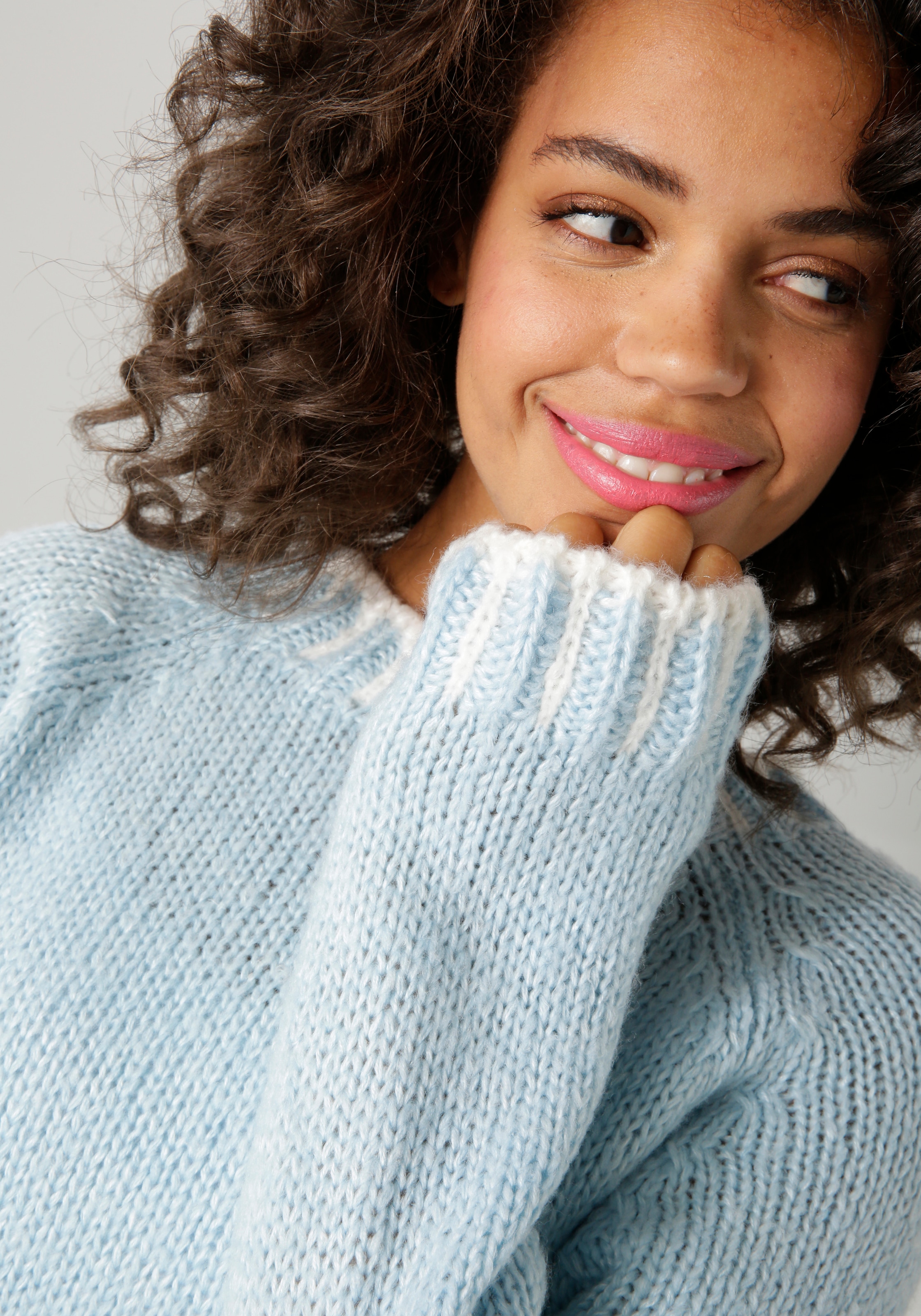 Aniston CASUAL Strickpullover, mit gemusterten Bündchen - NEUE KOLLEKTION