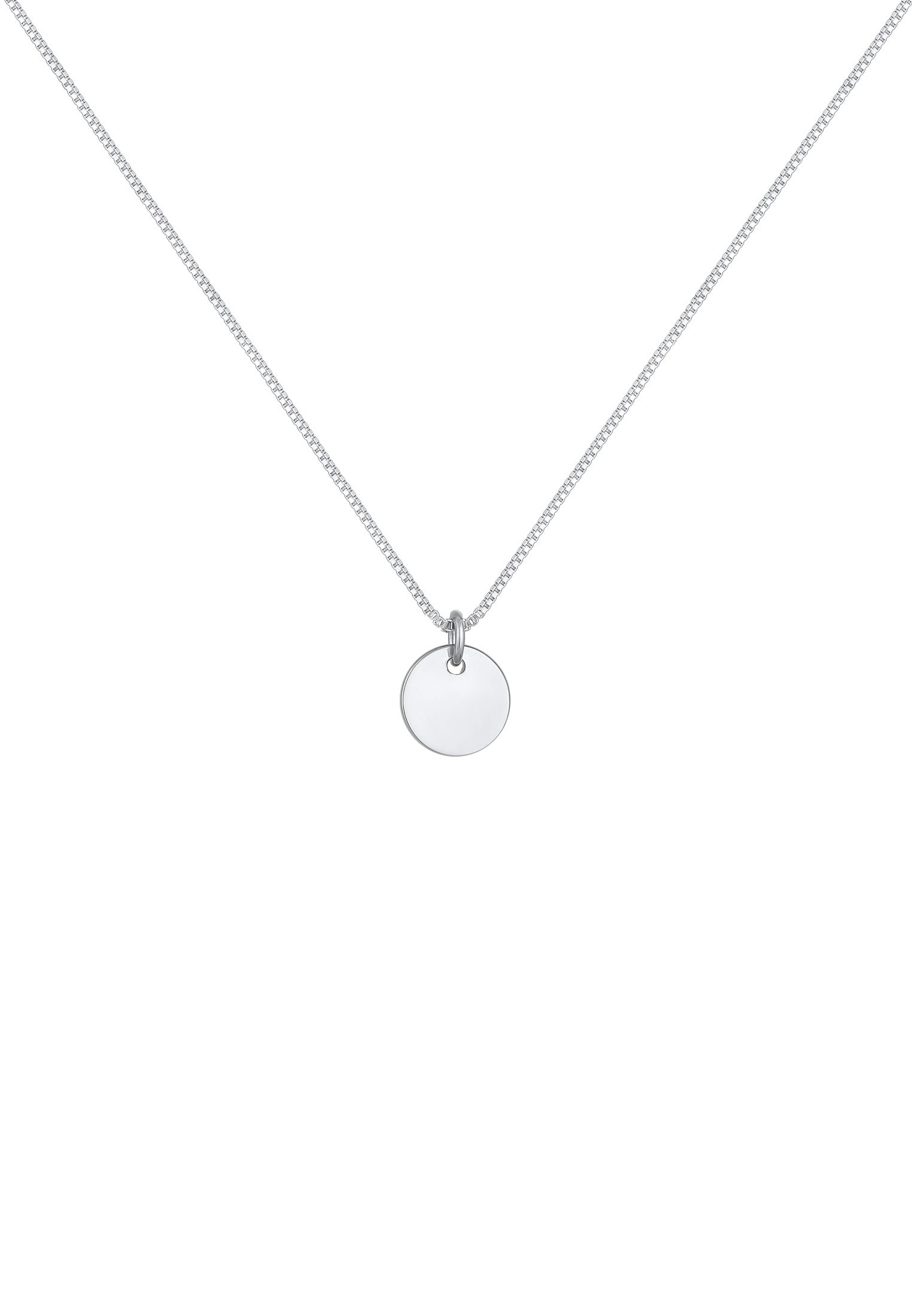Elli Kette mit Anhänger »Halskette Plättchen Coin Rund Basic 925 Silber«