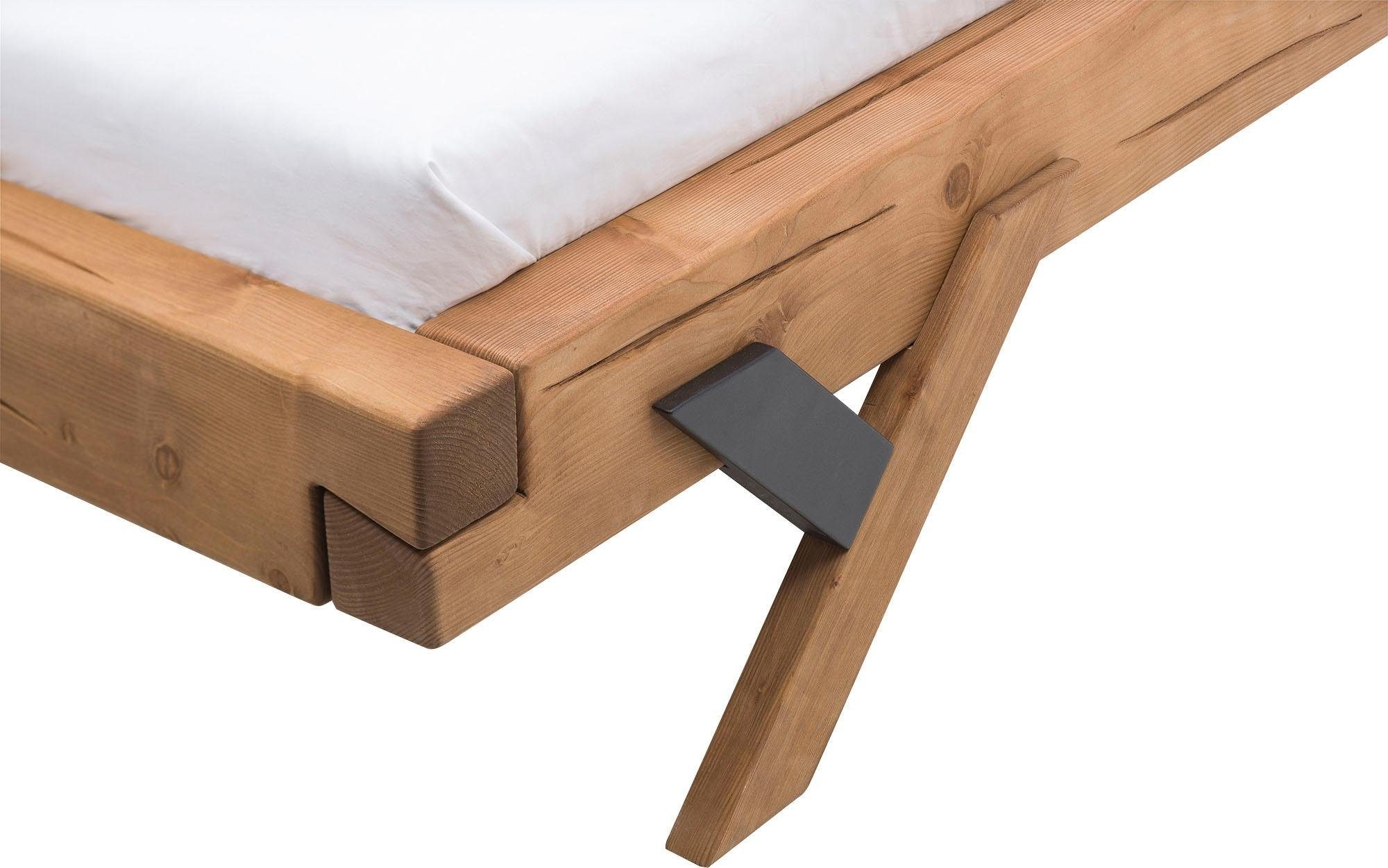 SalesFever Massivholzbett »Eik Naturbelassenes Bett« Urige Eleganz trifft moderne Formen - Unikat-Balkenbett