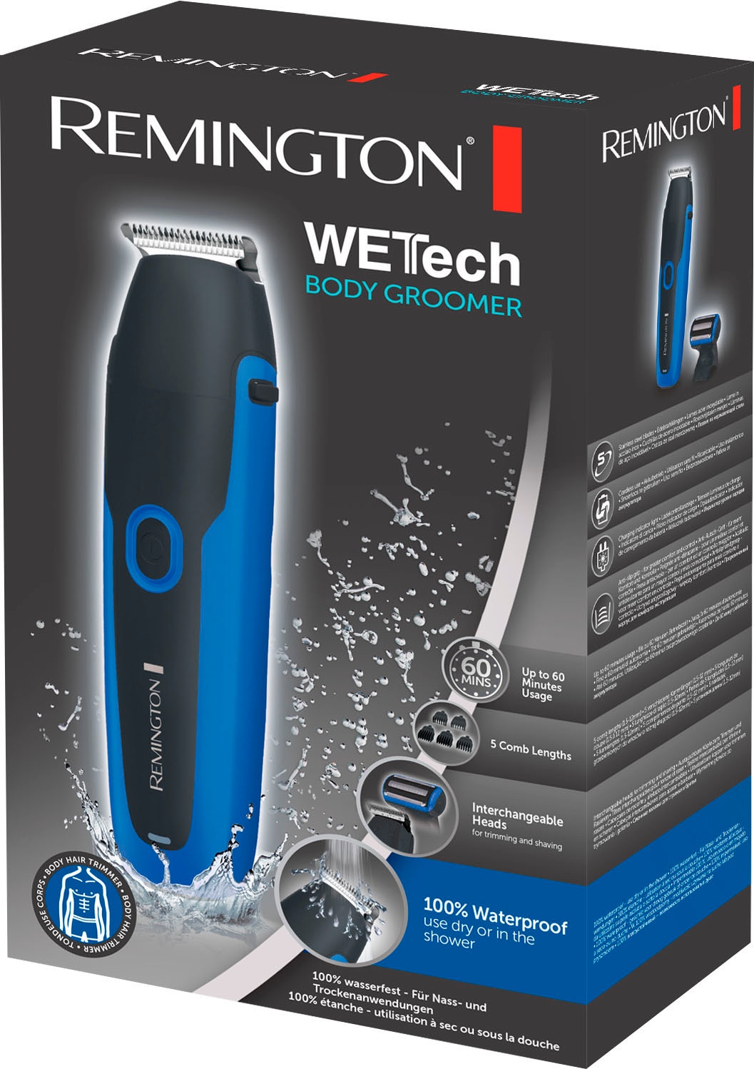 Remington Multifunktionstrimmer »BHT6256 WETTech Body Groomer«, 7 Aufsätze, WETTech Body Groomer, für Nass & Trockenanwendung