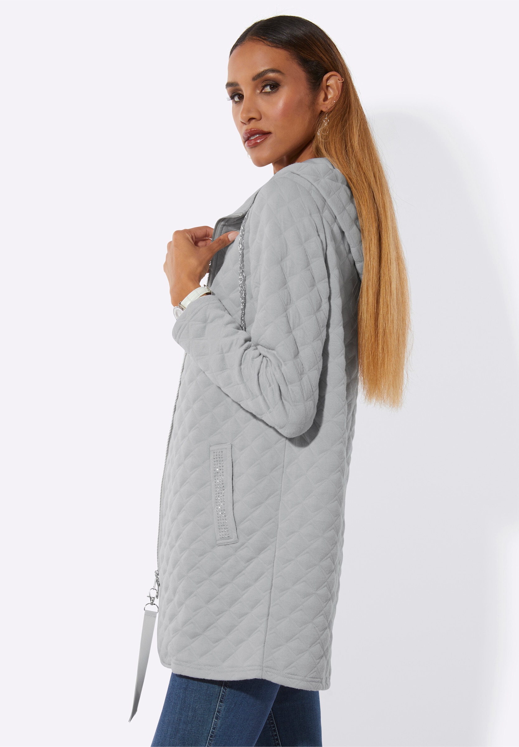 creation L Shirtjacke »Sweatjacke Shirtjacke in Rautenstruktur«