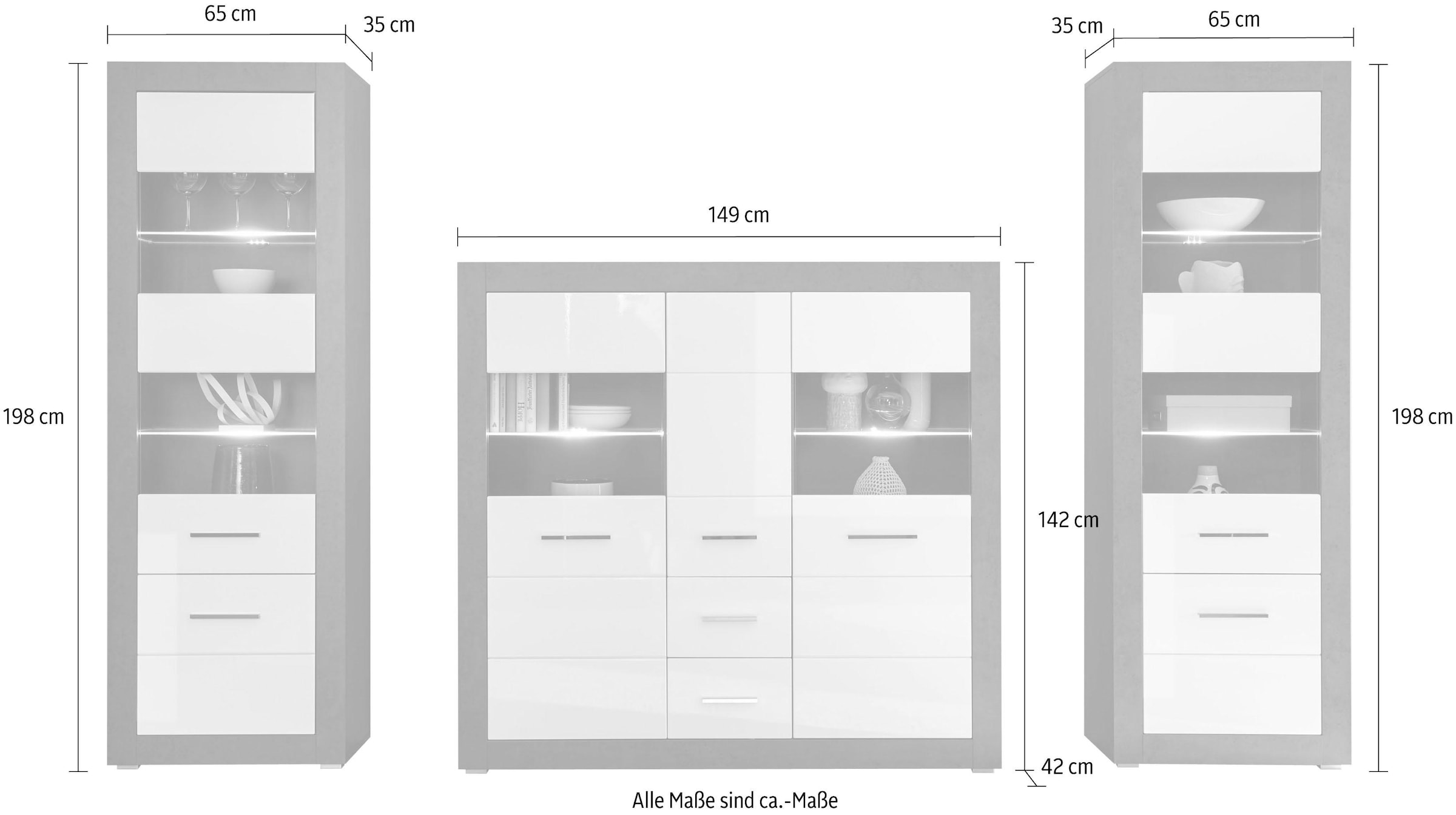 INOSIGN Wohnwand »Etero« Set, 3 Stk. tlg.