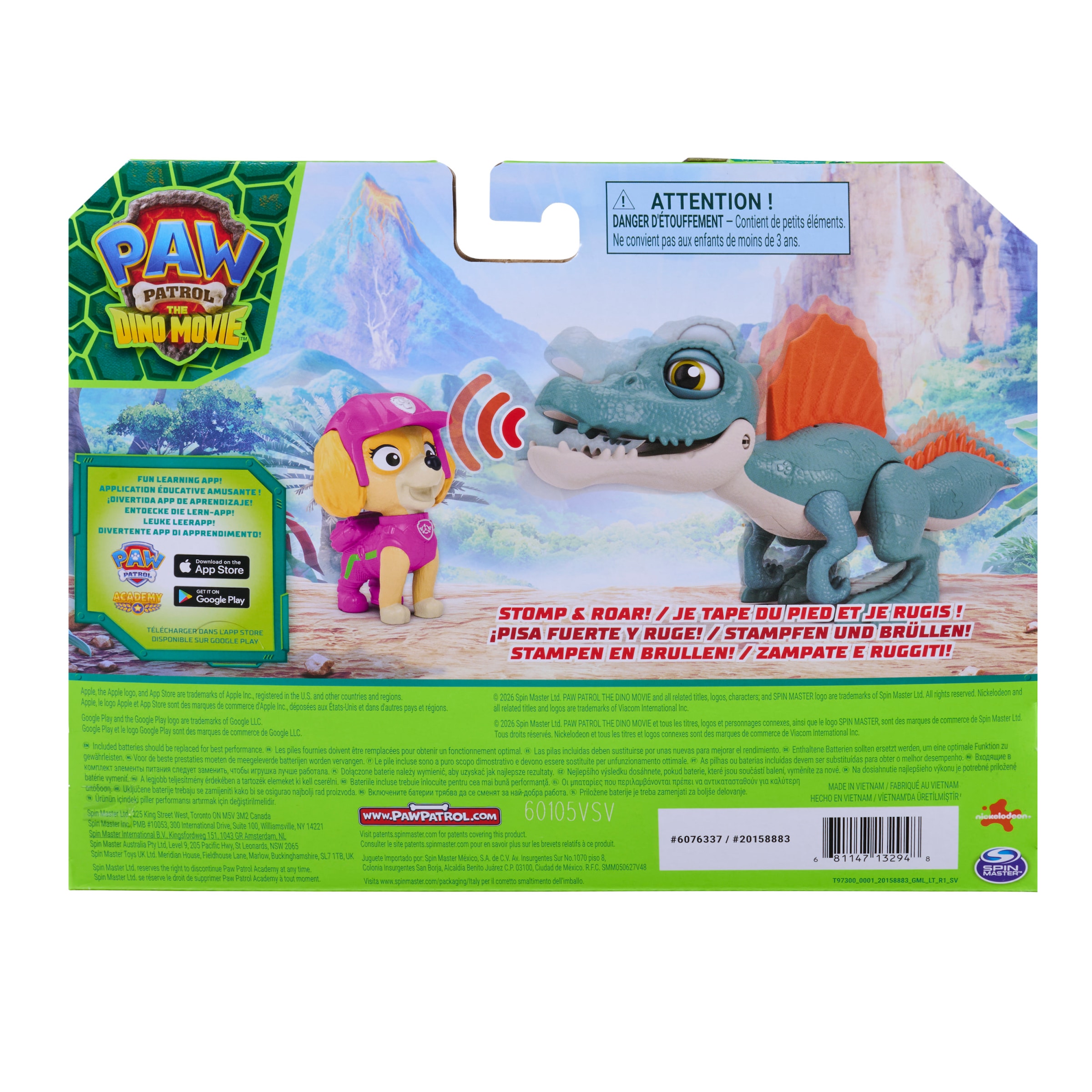 Spin Master Spielfigur »PAW Patrol: Der Dino Film, Roaring Pups, Skye & Spinosaurus Dino-Figur« mit Soundeffekten