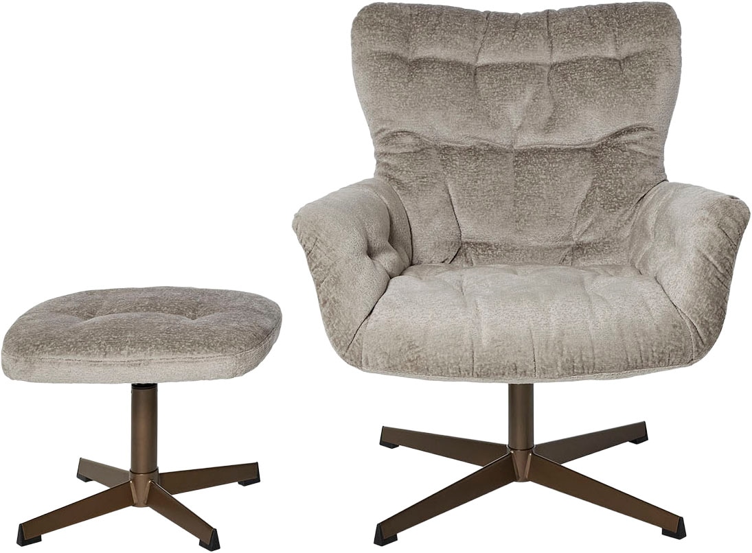 Jahnke Sessel »LOUNGE COSY TWIST PLUS« Loungesessel inkl. Hocker, bequeme Polsterung & Armlehnen, drehbar