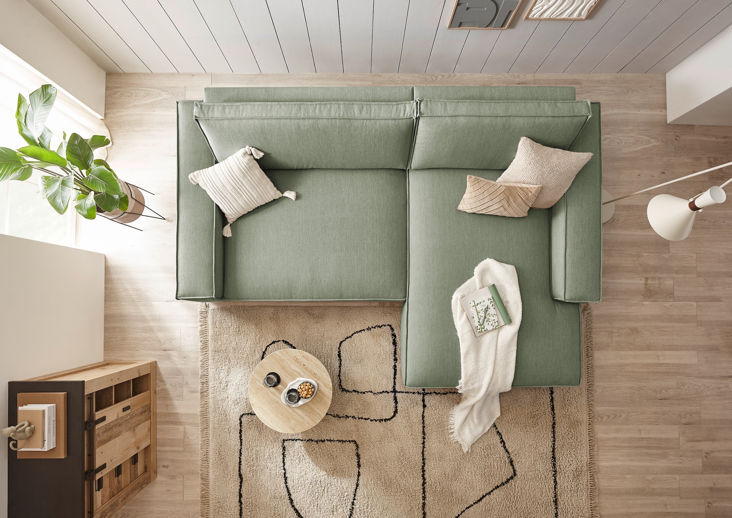 Home affaire Ecksofa »NEU: SHERWOOD XXL 284, Big-Sofa L-Form, tiefe Sitzfläche 95 cm, Cord«, Recamiere rechts/links, als Schlafsofa stellbar, Cord u. Leinenoptik