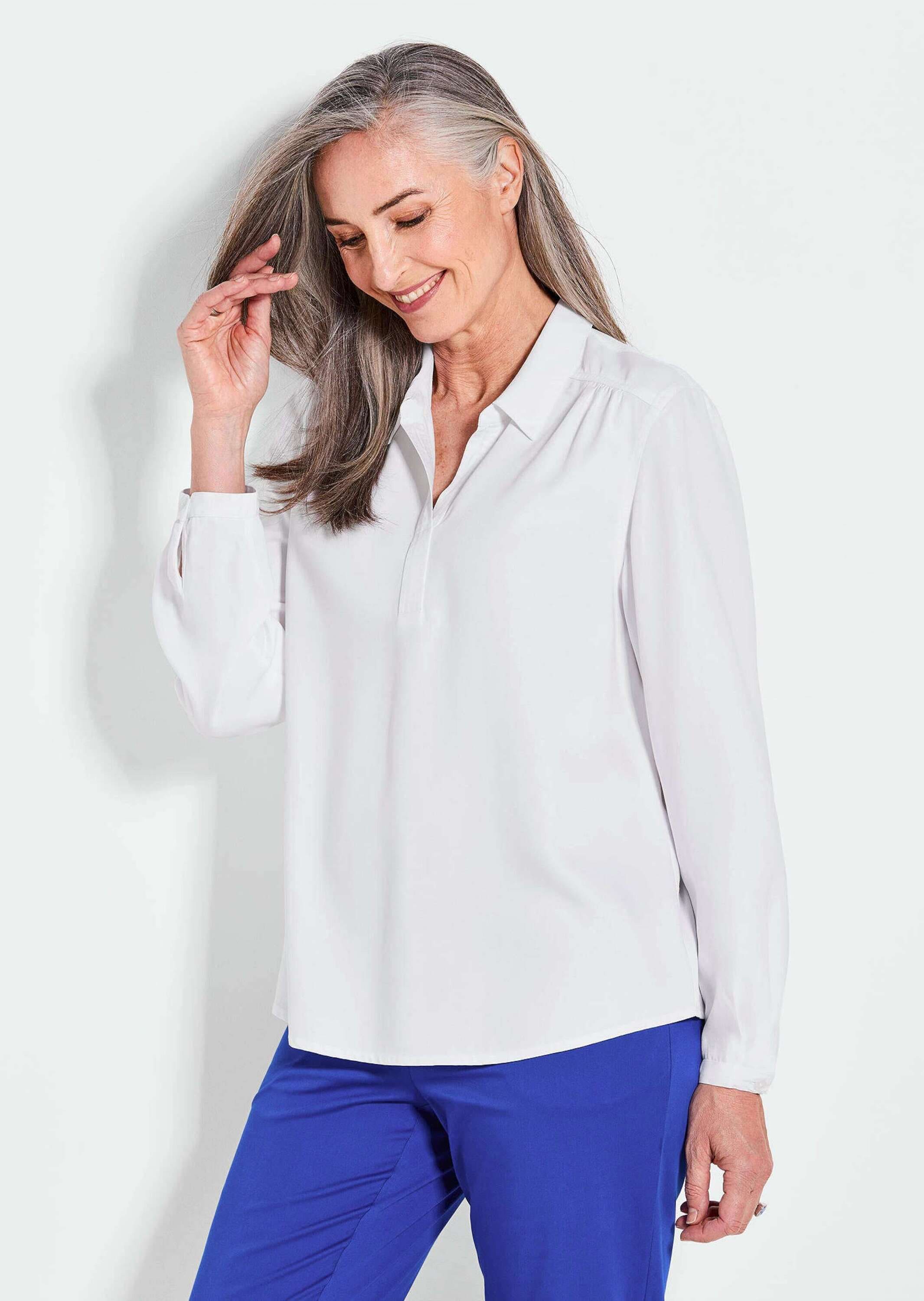 GOLDNER Hemdbluse »Kurzgröße Elegante Viskosebluse mit Hemdkragen«