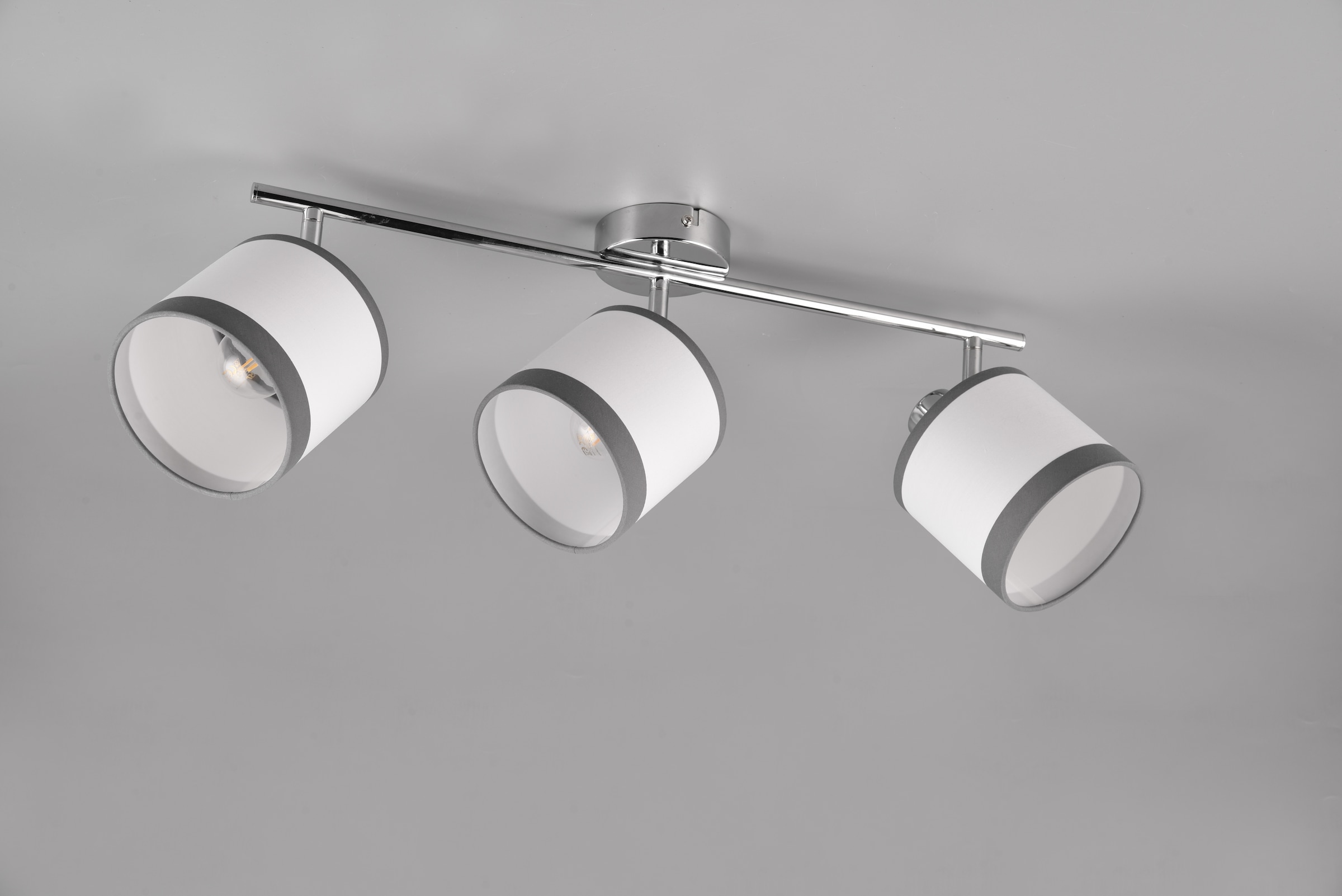 REALITY Leuchten Deckenstrahler »DAVOS, Deckenspot 3-flammig exkl 3xE14 max 10 W Stoffschirm zweifarbig«, 3 flammig, Leuchtmittel E14 | Leuchtmittel wechselbar, Wandspot Deckenspot schwenkbar Leuchtmittel wechselbar Flur Küche