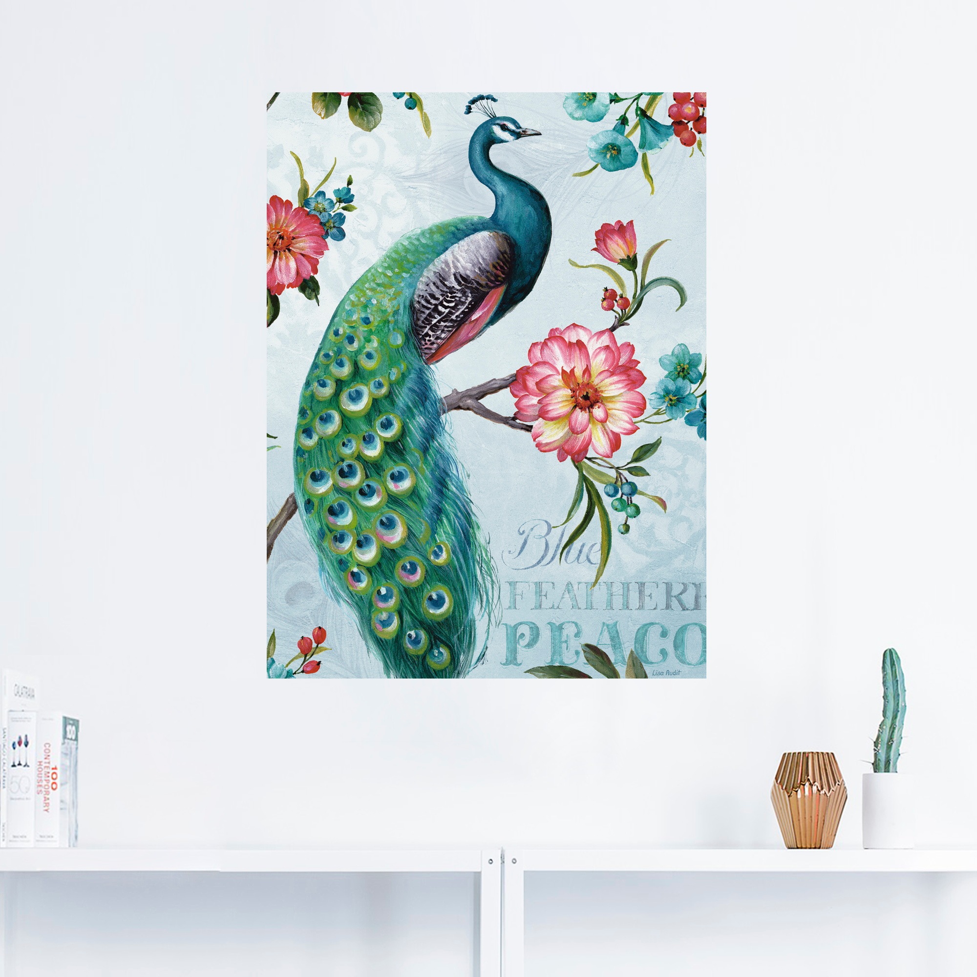 Artland Wandbild »Blau gepfederter Pfau«, Vögel, (1 St.), als Leinwandbild, Poster, Wandaufkleber in verschied. Größen