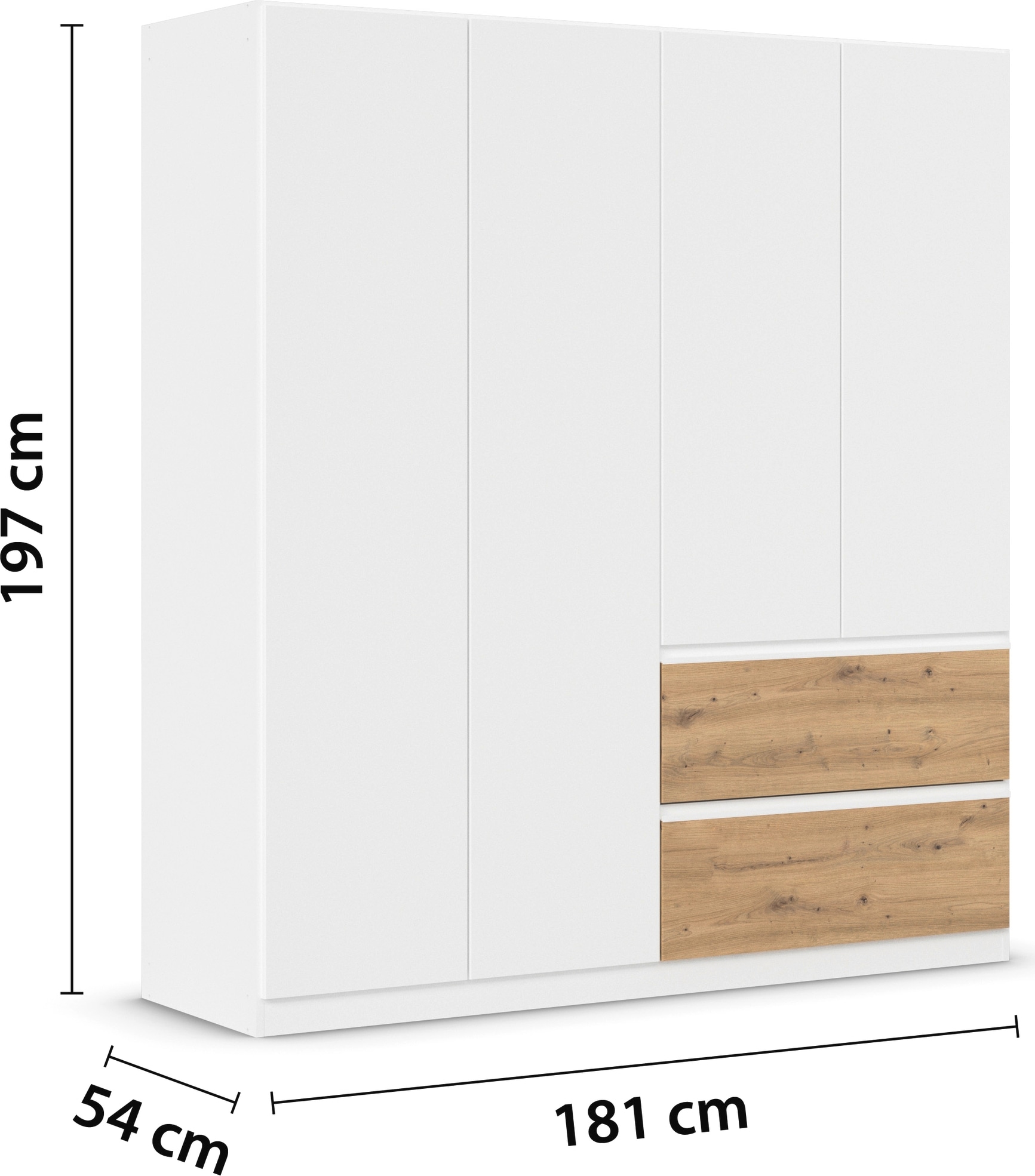 rauch Drehtürenschrank »Kleiderschrank Schrank Garderobe Wäscheschrank COSTA in 3 Breiten«, viel Platz, grifflose Front und Push-to-Open Funktion MADE IN GERMANY