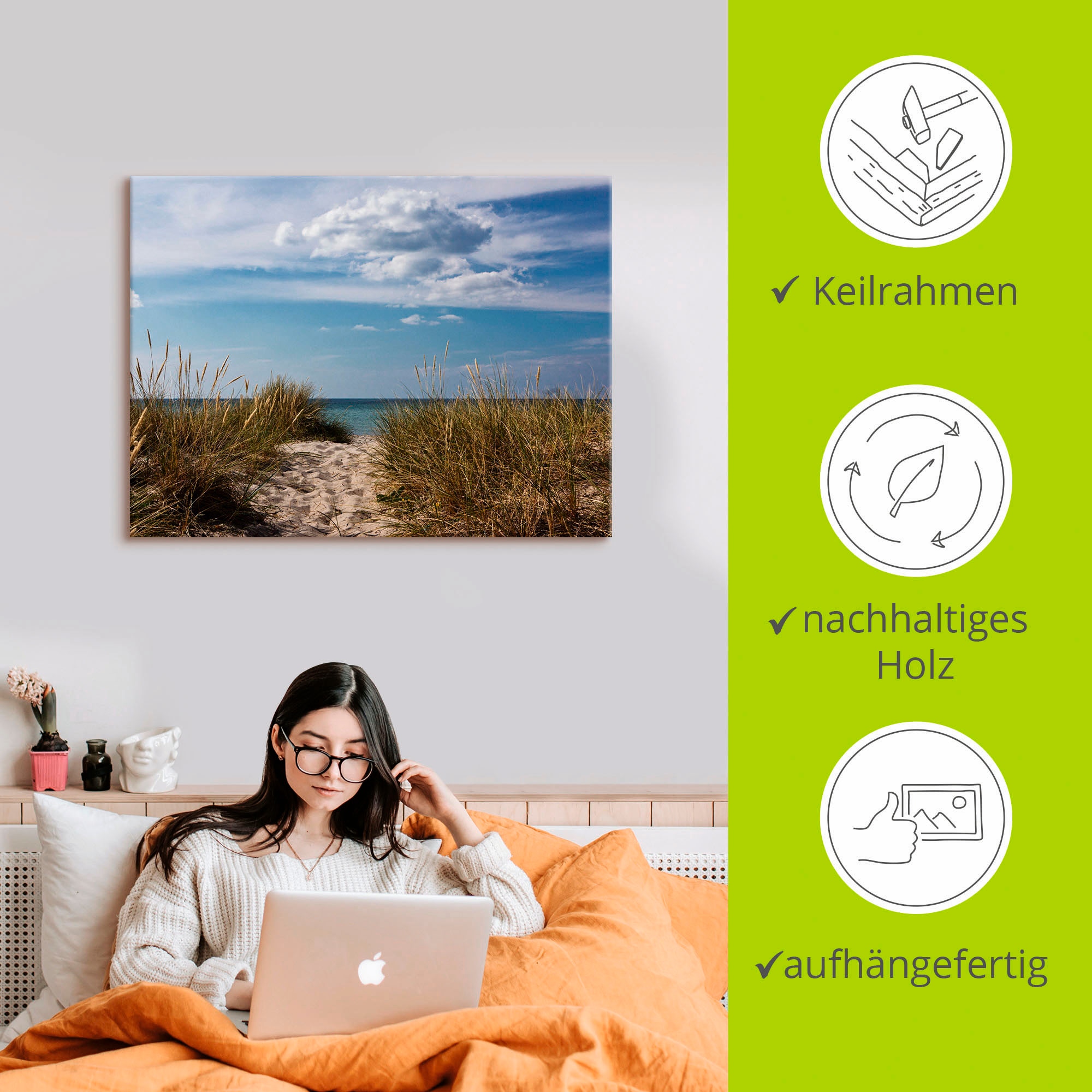 Artland Wandbild »Ostseestrand in Dänemark«, Strand, (1 St.), als Leinwandbild, Poster in verschied. Größen