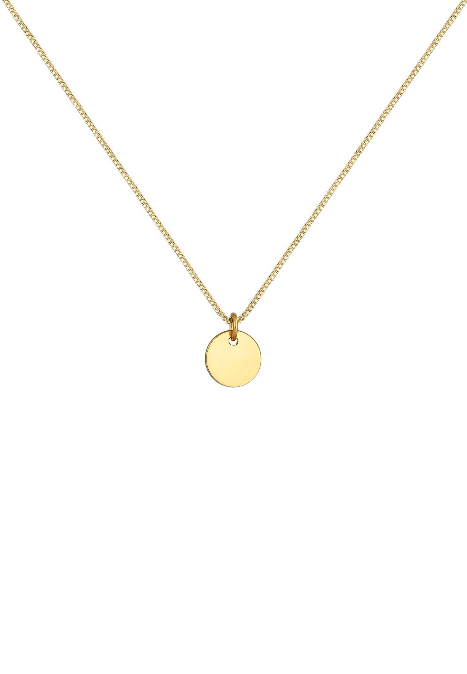 Elli Kette mit Anhänger »Halskette Plättchen Coin Rund Basic 925 Silber«