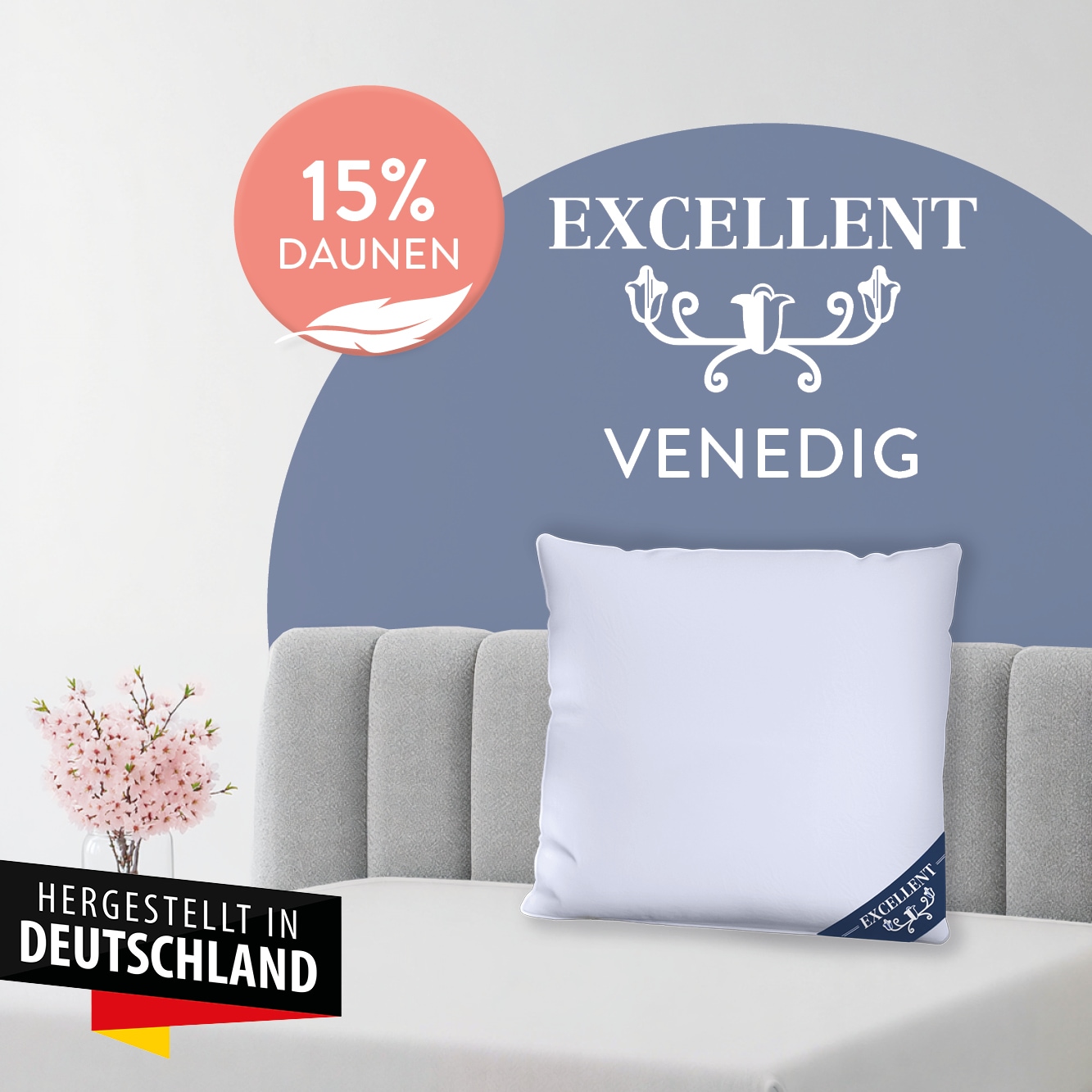 Excellent Kopfkissen »Venedig, Kuschel- oder Kopfkissen 1-tlg. oder 2 -tlg., Daunen & Federn« Füllung: 85% Federn / 15% Daunen 2 Kopfkissen, 1 Stk. tlg. Deko- oder Kopfkissen in vielen Größen