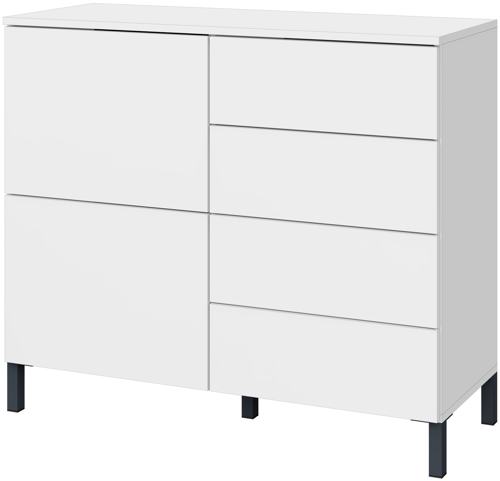 Borchardt Möbel Kommode Drucköffner (Push-To-Open) in weiß, Größe B/H/T: 93 cm x 80 cm x 35 cm