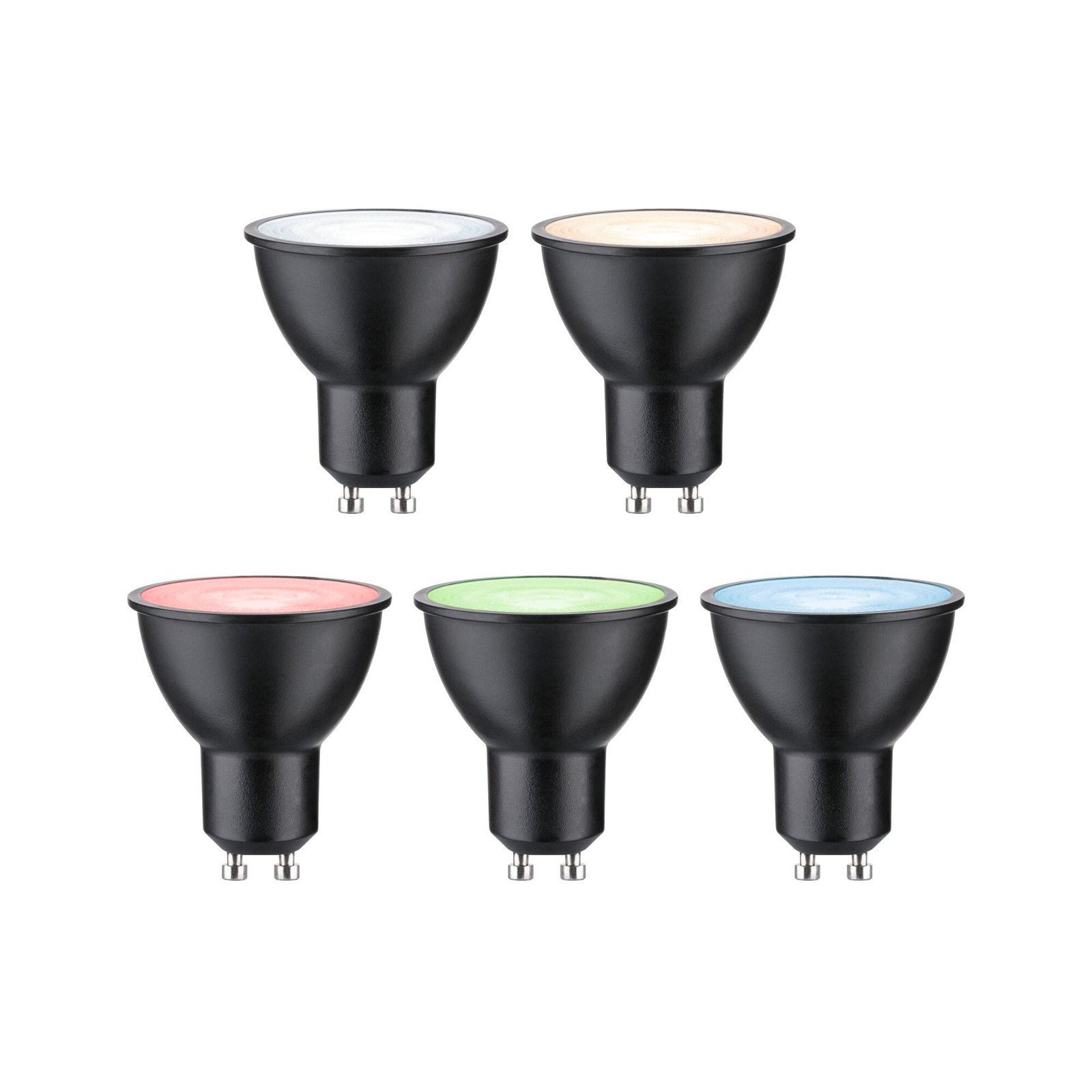 Paulmann LED-Leuchtmittel »Smart 3er-Pack Reflektor schwarz matt 350lm 2200K-6500K 230V«, Tageslichtweiß