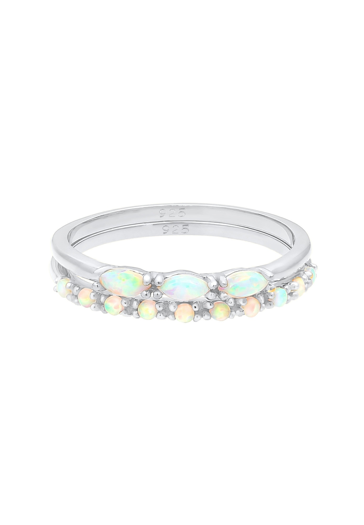 Elli Ring-Set »Ring Vintage Cabochon Opal 2er-Set 925 Sterling Silber vergoldet«