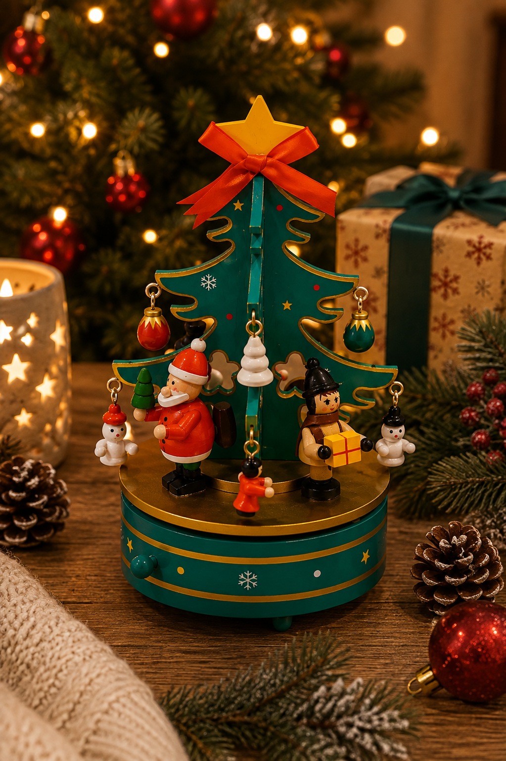 OTTO home Spieluhr »Weihnachtsbaum festlich« Weihnachtsbaum aus Holz , Aufziehschlüssel, extra Anhänger, Melodie