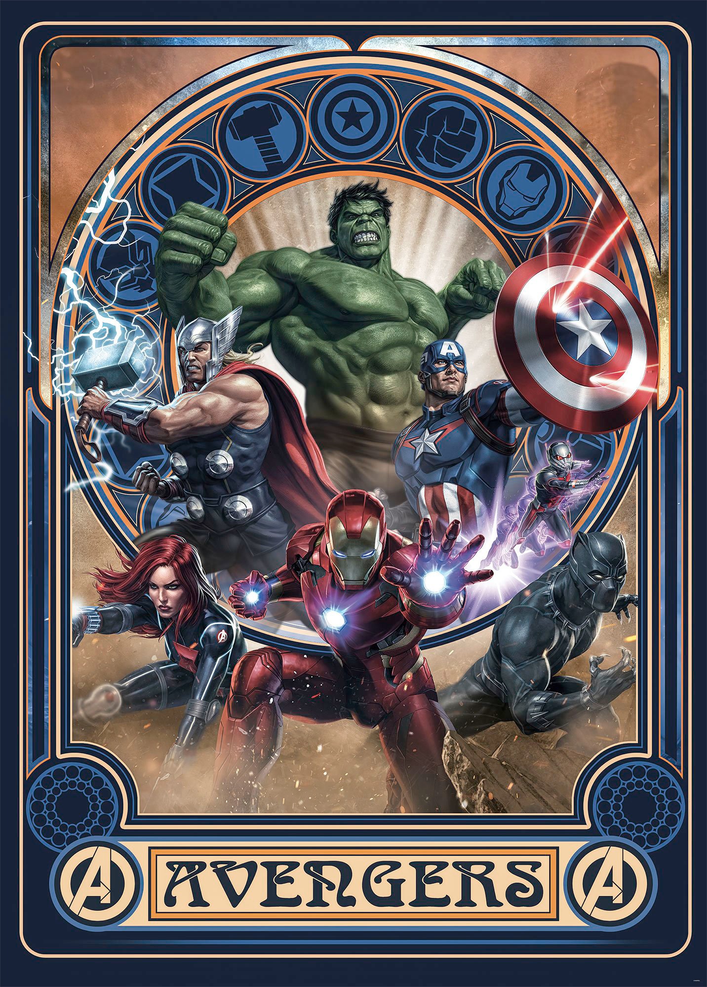 Komar Vliestapete »Digitaldruck Vlies -  Avengers Ornament - Größe 200 x 280 cm« bedruckt glatt Kinderzimmer