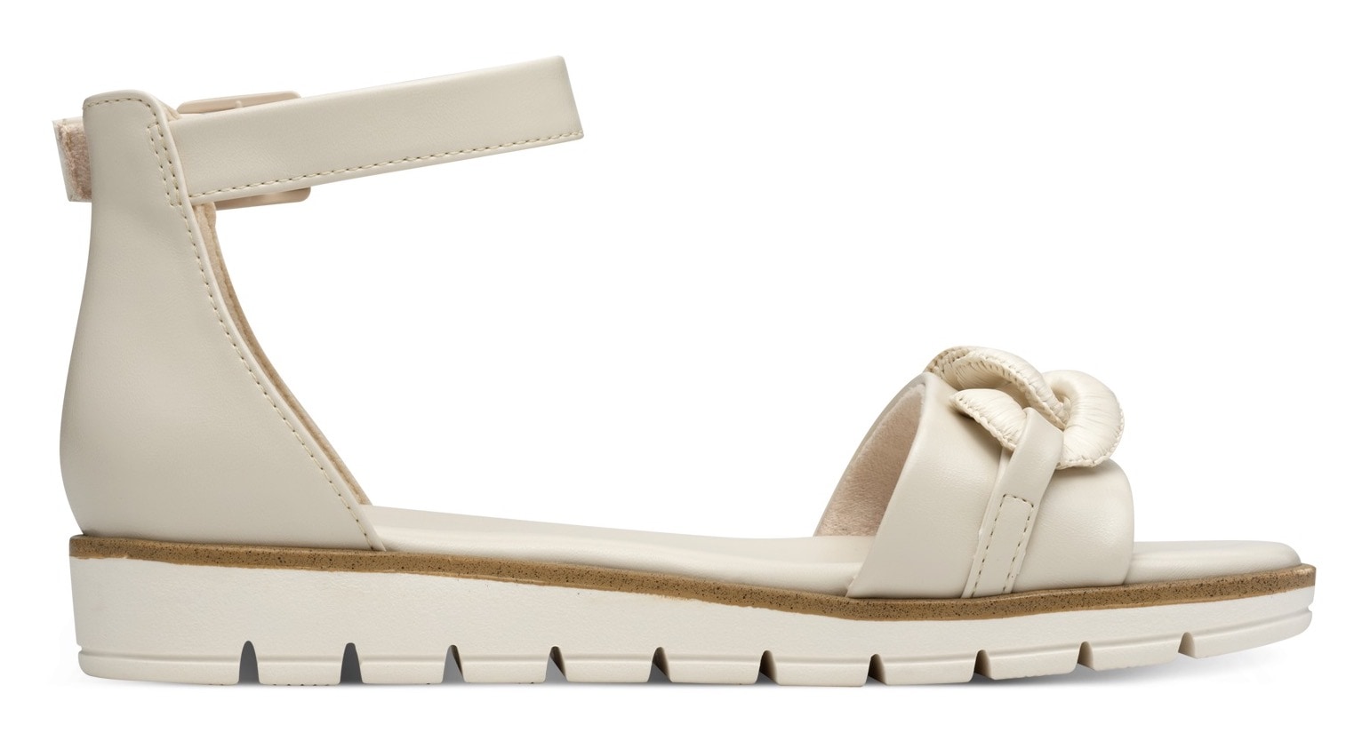 MARCO TOZZI Riemchensandale, Keilabsatz, Sommerschuh, Sandalette, mit Zierkette Ton in Ton