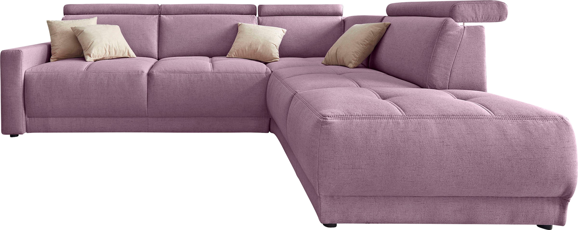 DOMO collection Ecksofa »Ava, moderne Sitzheftung mit toller Doppelnaht, komfortabel, L-Form«, mit Ottomane, inkl. Federkern, wahlweise mit Kopfteilverstellungen