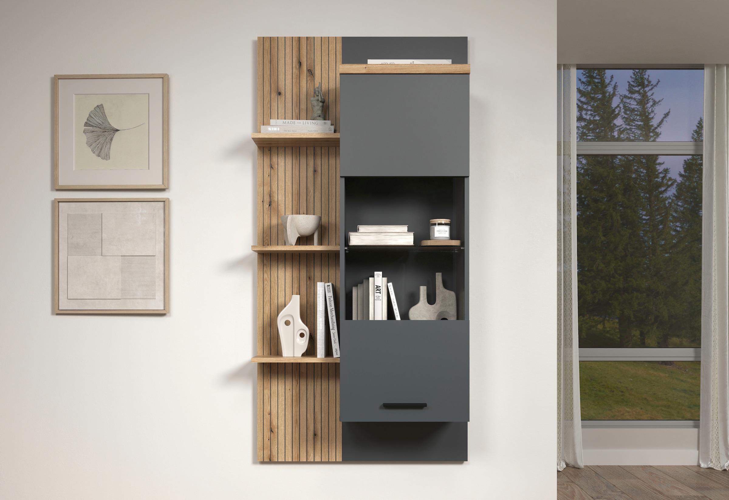 Home affaire Hängevitrine »Bajo« 1 Stk. tlg. Hängeschrank mit 1 Tür & 1 Glasboden – (B/T/H) 80/32/161 cm