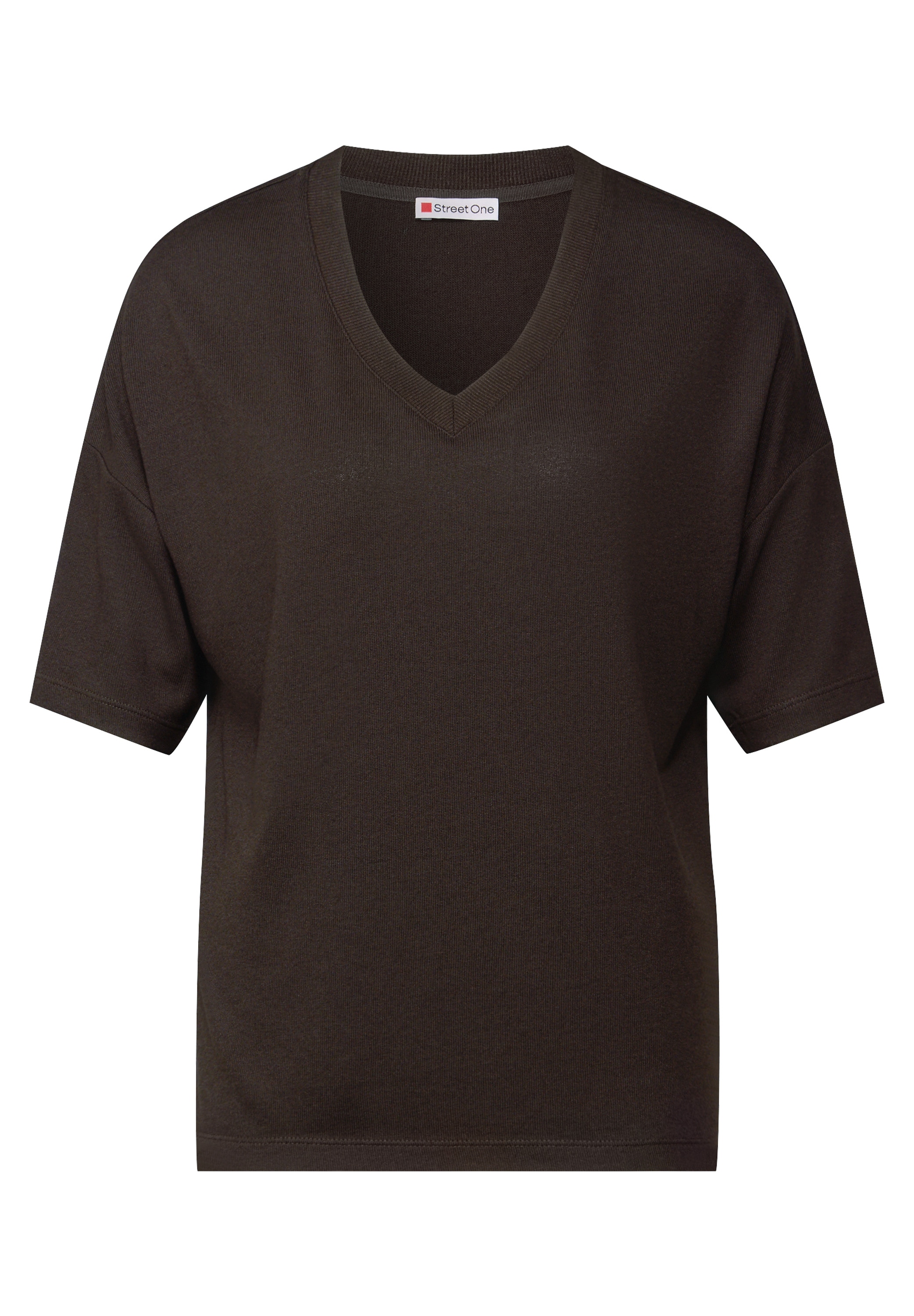 STREET ONE T-Shirt, mit V-Ausschnitt und im Strick-Look