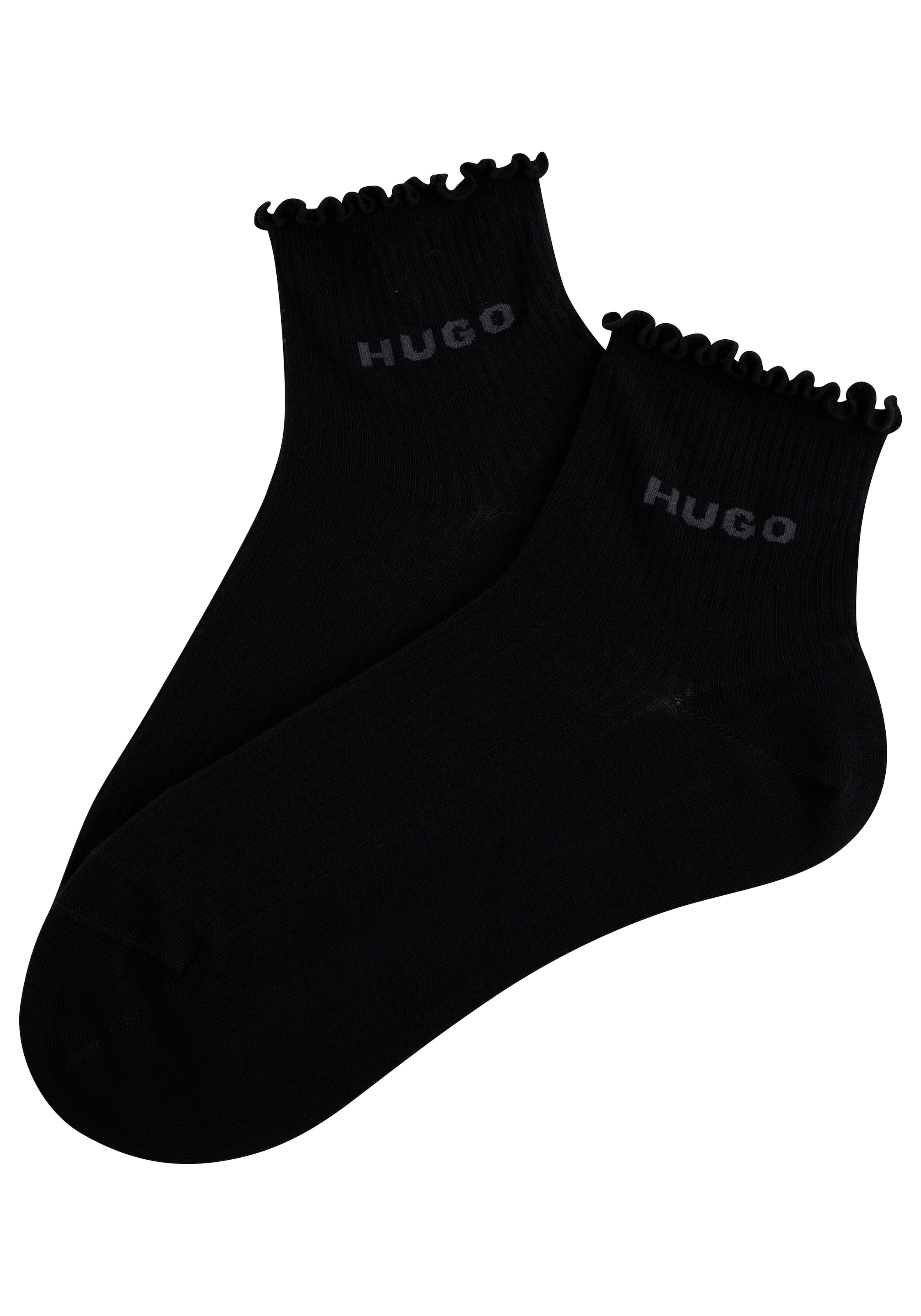 HUGO Underwear Kurzsocken mit gewellter Kante, Rippstruktur