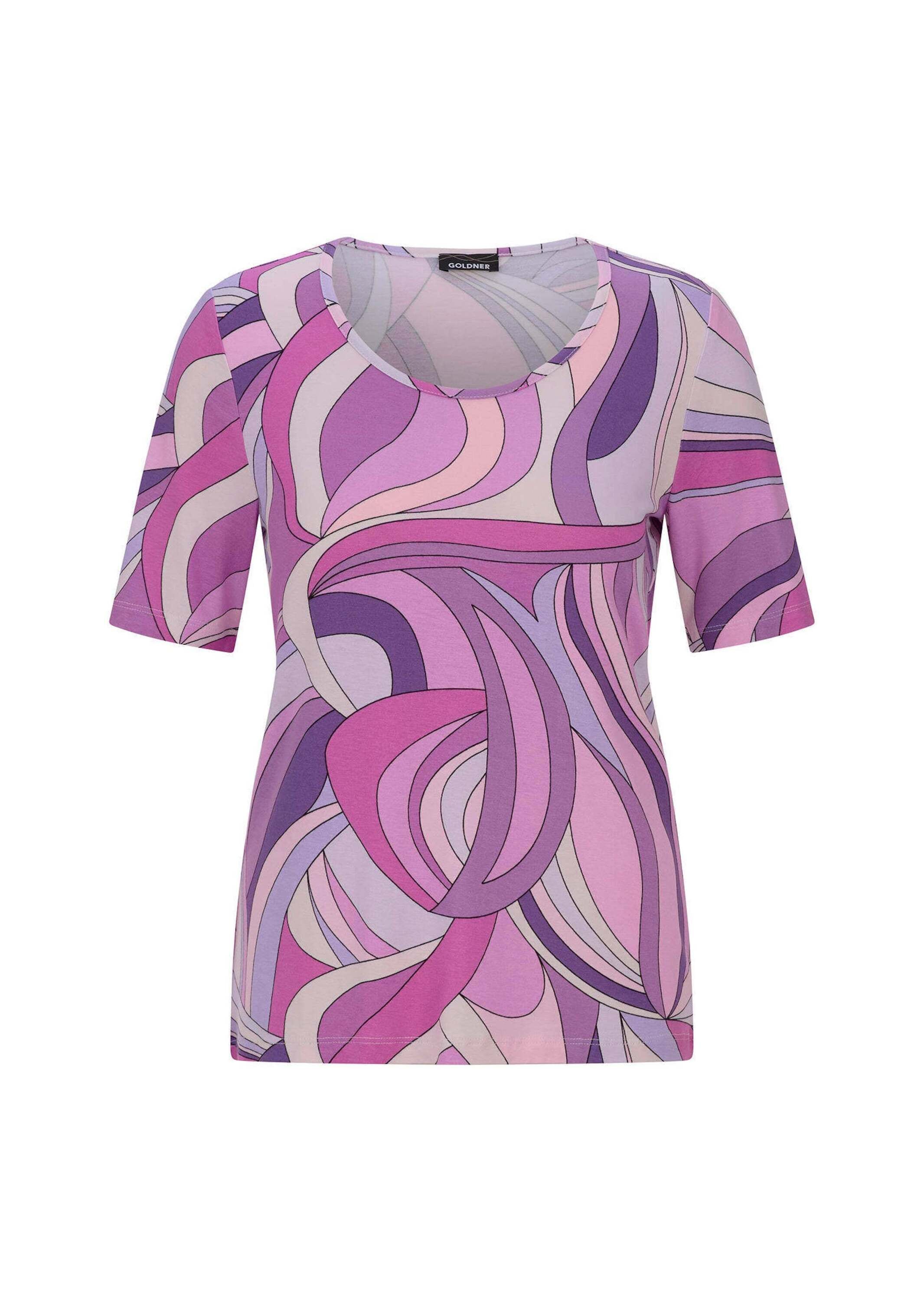 GOLDNER Kurzarmshirt »Viskoseshirt mit kunstvollem All-over-Print« stretchbequemer Jersey