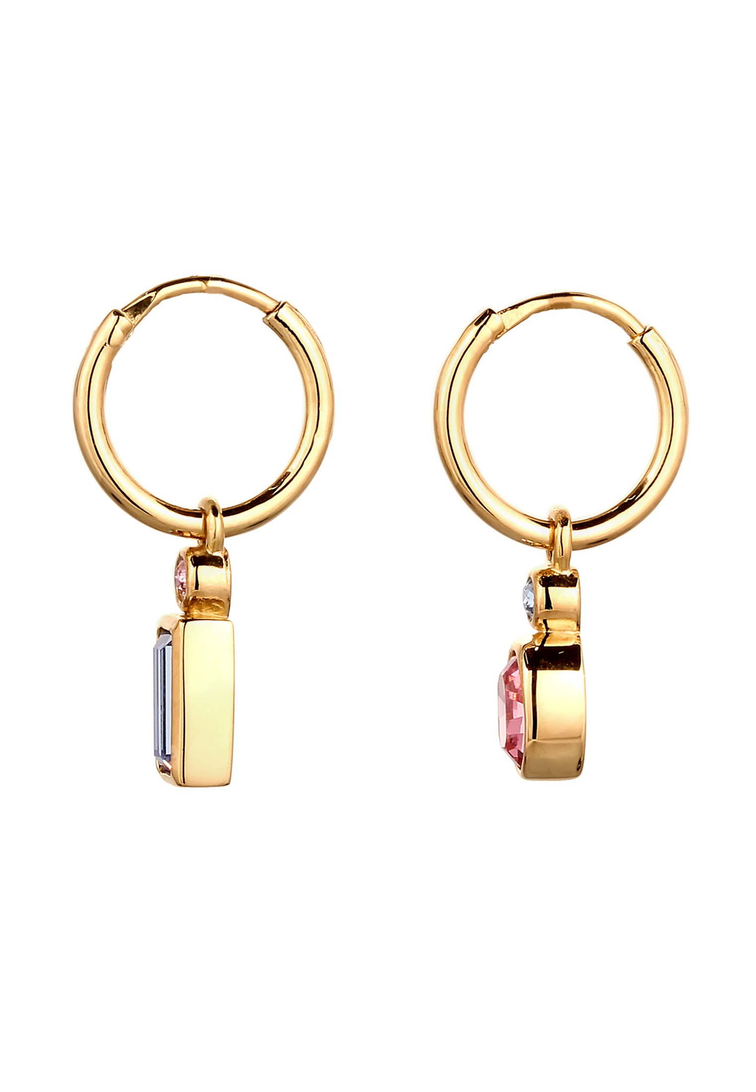 Elli Paar Creolen »Ohrringe Creolen Rosa 925 Sterling Silber vergoldet, mit Kristallen von Swarovski®«