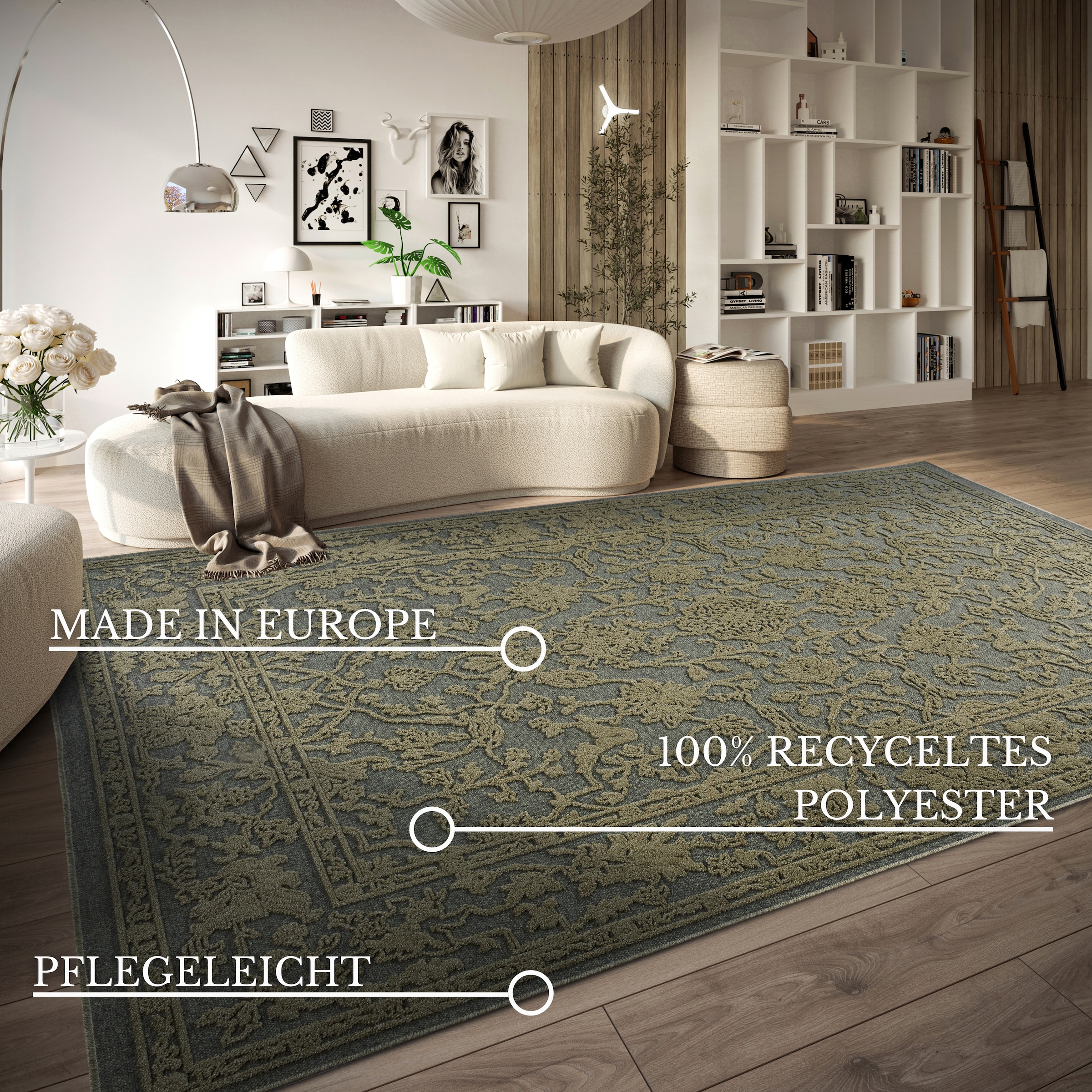 Villeroy & Boch Teppich »Ambroise«, rechteckig, 5,5 mm Höhe, Wohnzimmer, Schlafzimmer, Modern, Hoch-Tief Effekt, Flur